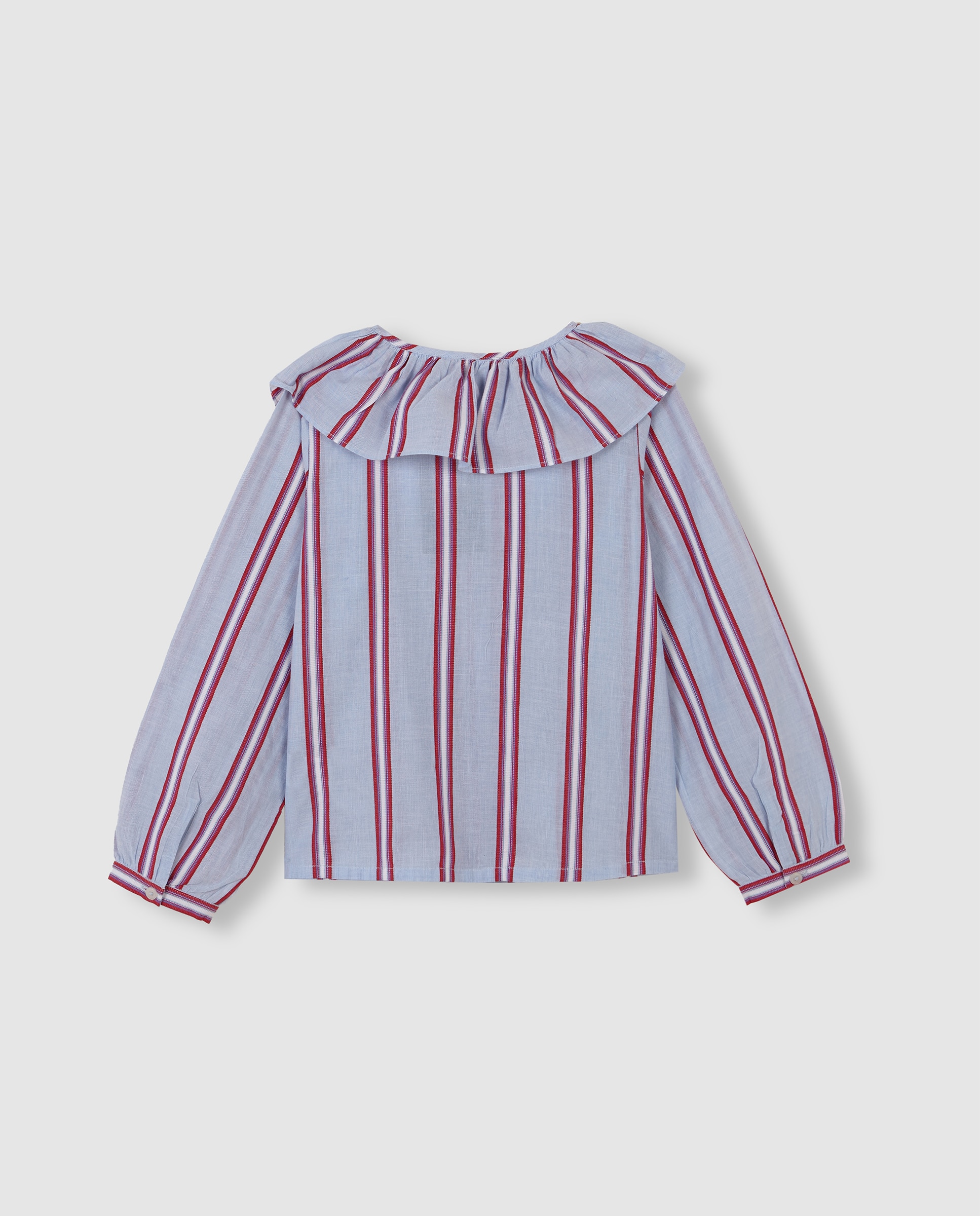 Imagen 3 de Camisa de niña de rayas con cuello grande - Gocco - Rosa Rosa