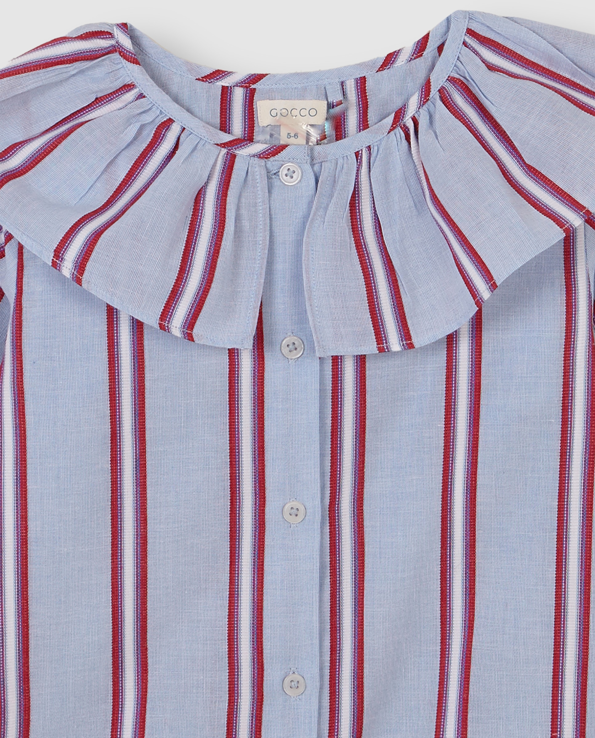 Imagen 2 de Camisa de niña de rayas con cuello grande - Gocco - Rosa Rosa