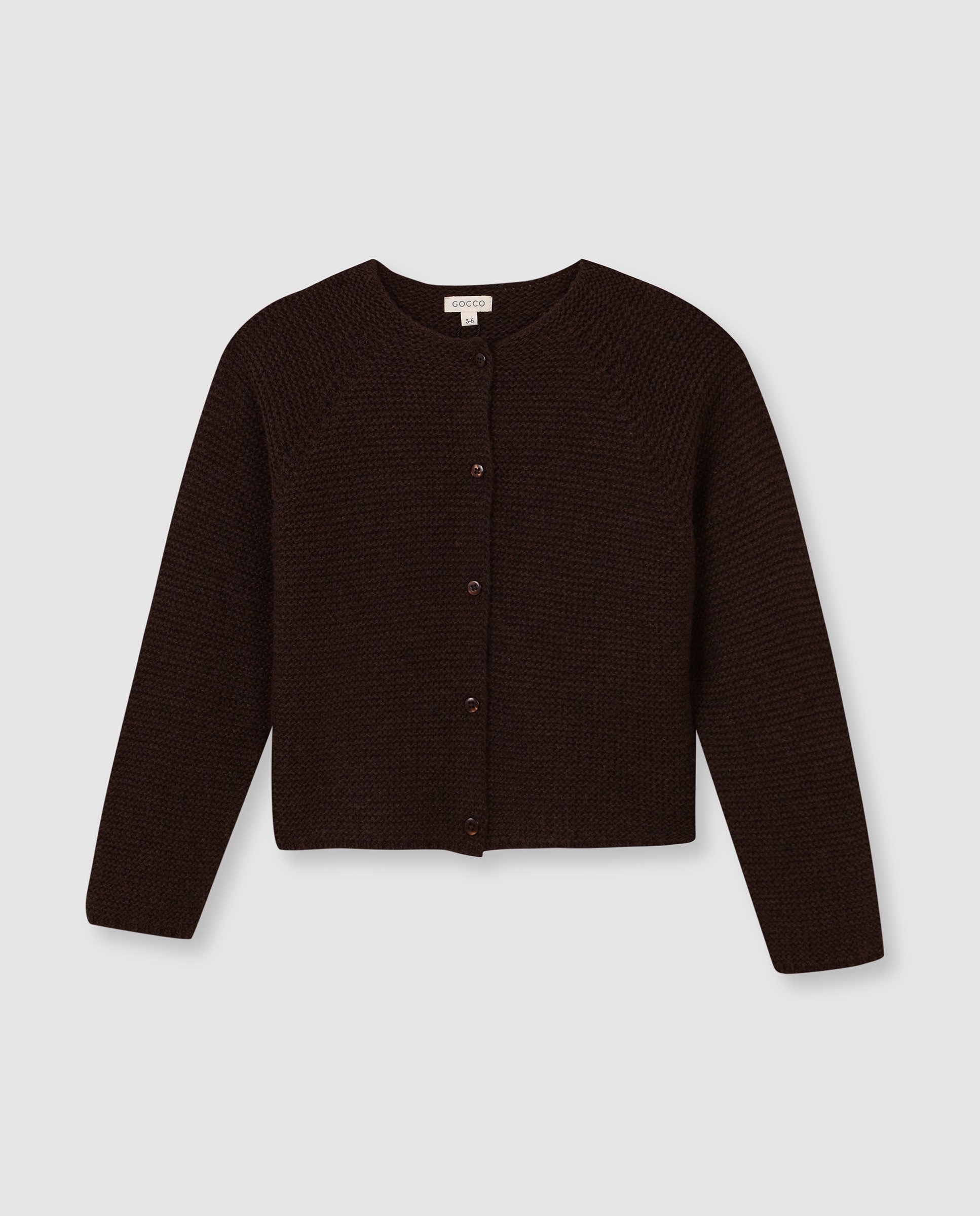 Chaqueta de niña de punto bobo con botones - Gocco - Marrón oscuro Marrón oscuro-1