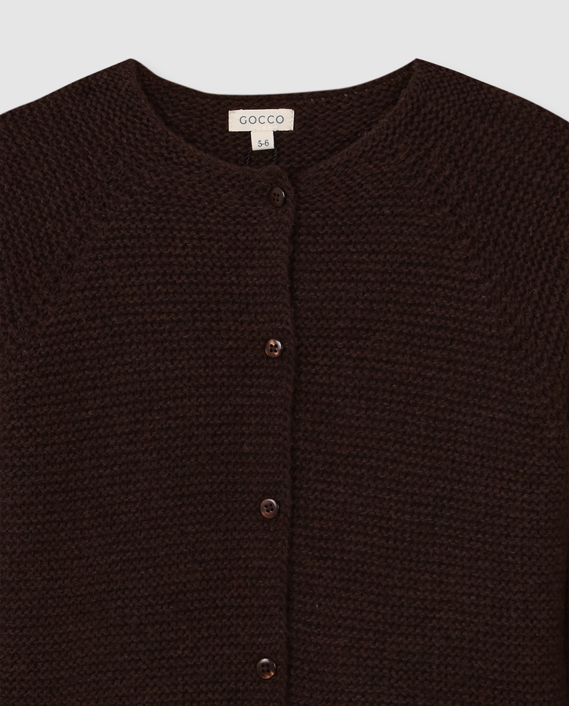 Chaqueta de niña de punto bobo con botones - Gocco - Marrón oscuro Marrón oscuro-2