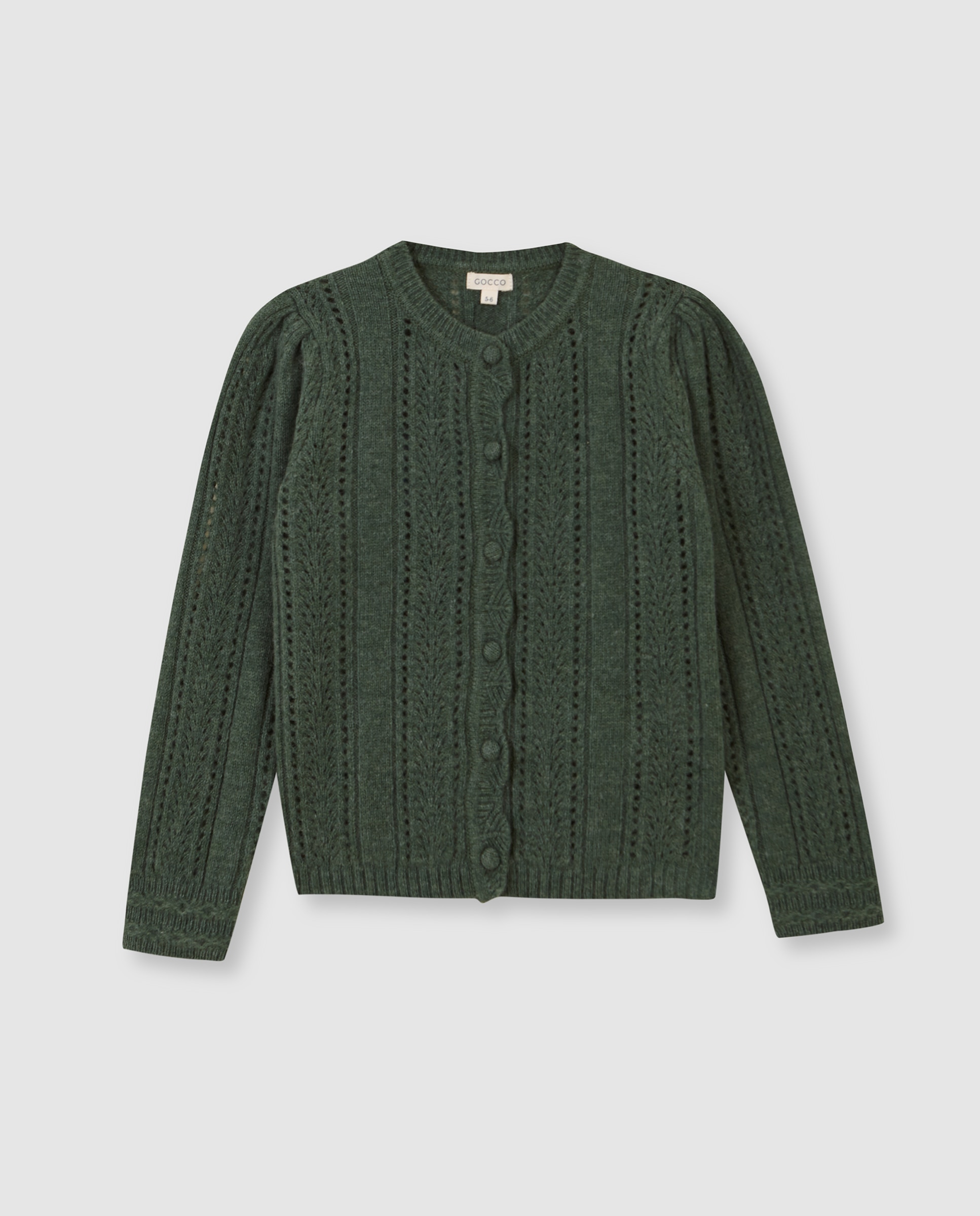 Chaqueta de niña calada con manga abullonada - Gocco - Verde claro Verde claro-1