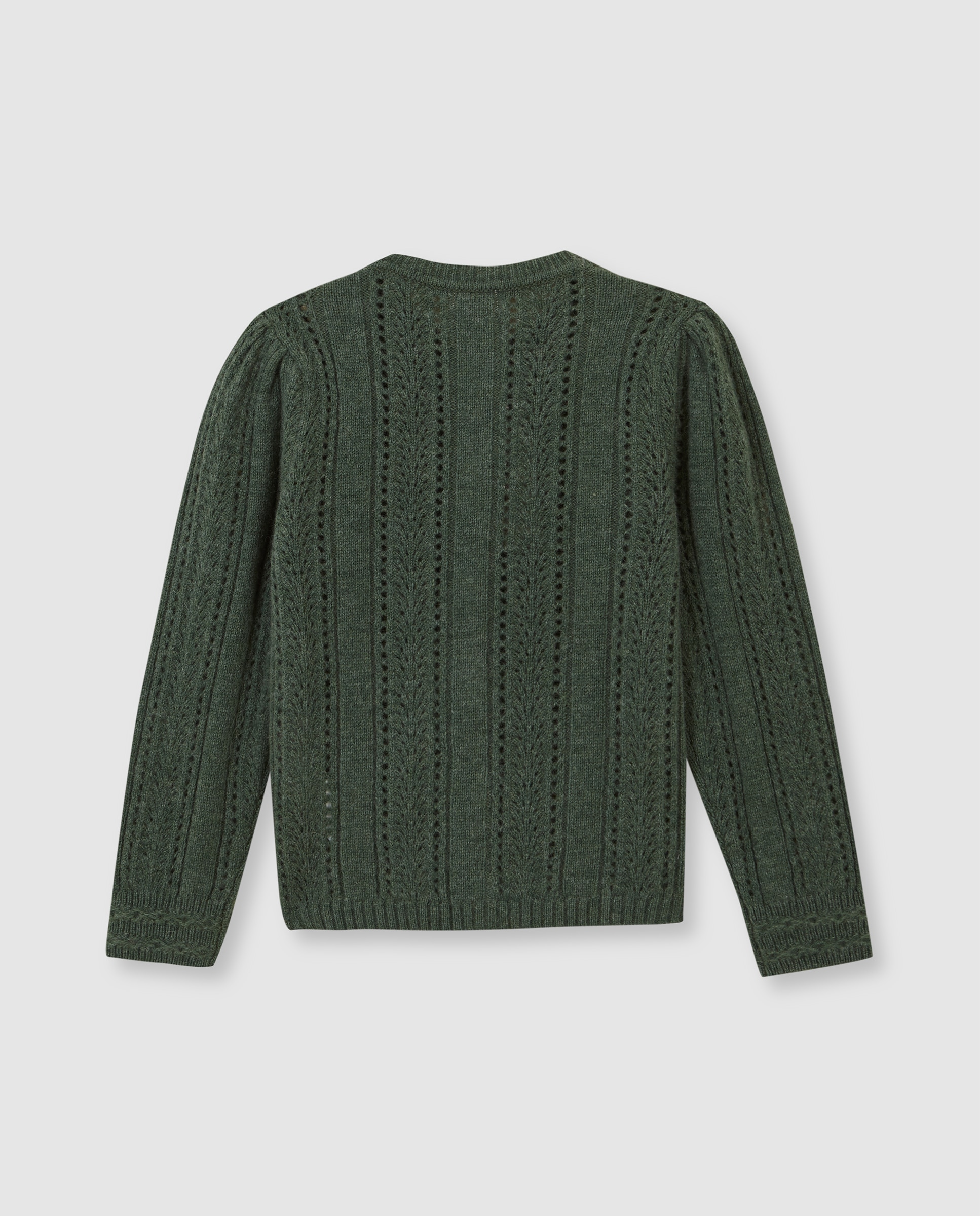 Chaqueta de niña calada con manga abullonada - Gocco - Verde claro Verde claro-3