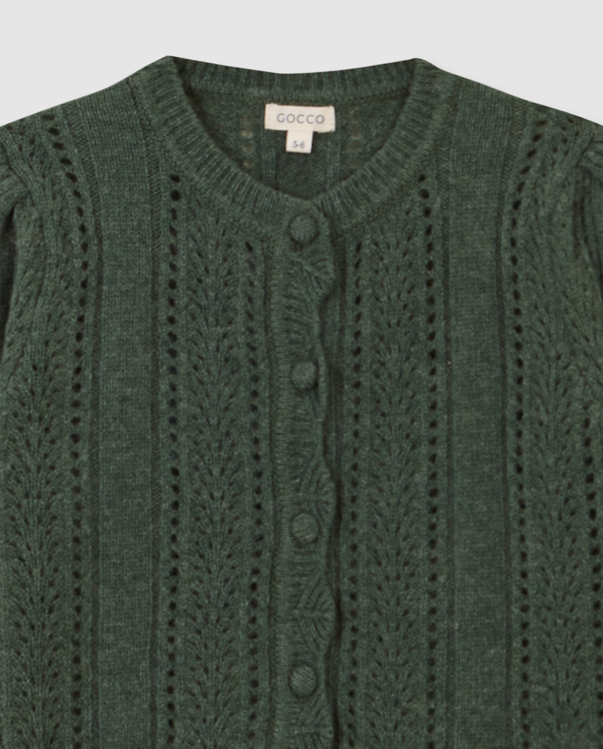 Chaqueta de niña calada con manga abullonada - Gocco - Verde claro Verde claro-2