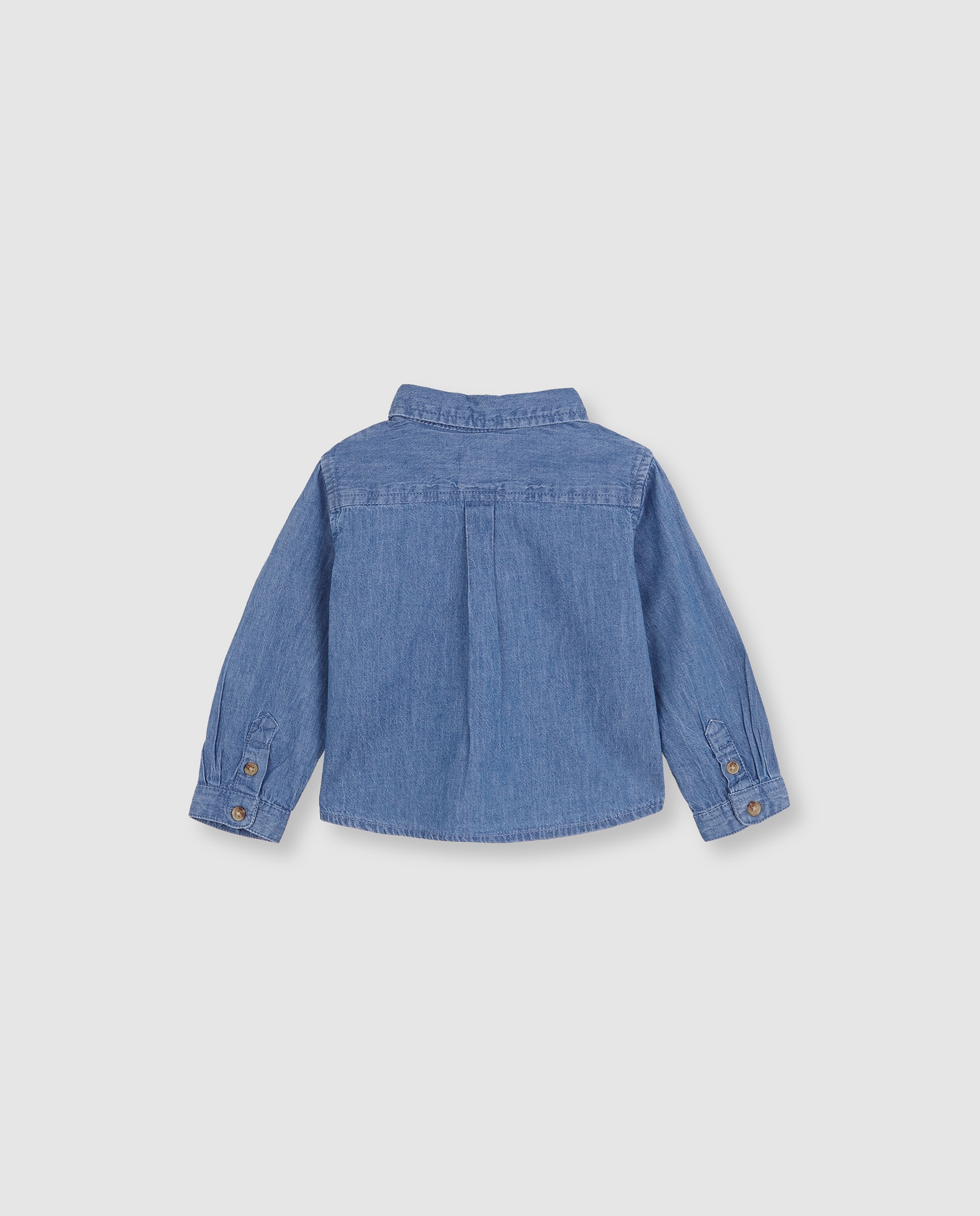 Imagen 5 de Camisa vaquera de bebé con canesú y tapeta corta - Gocco - Azul índigo Azul índigo