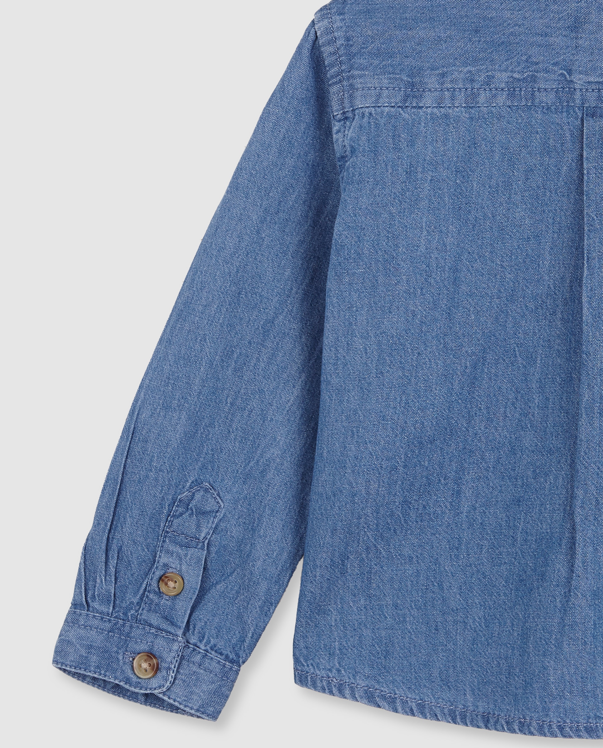 Imagen 6 de Camisa vaquera de bebé con canesú y tapeta corta - Gocco - Azul índigo Azul índigo