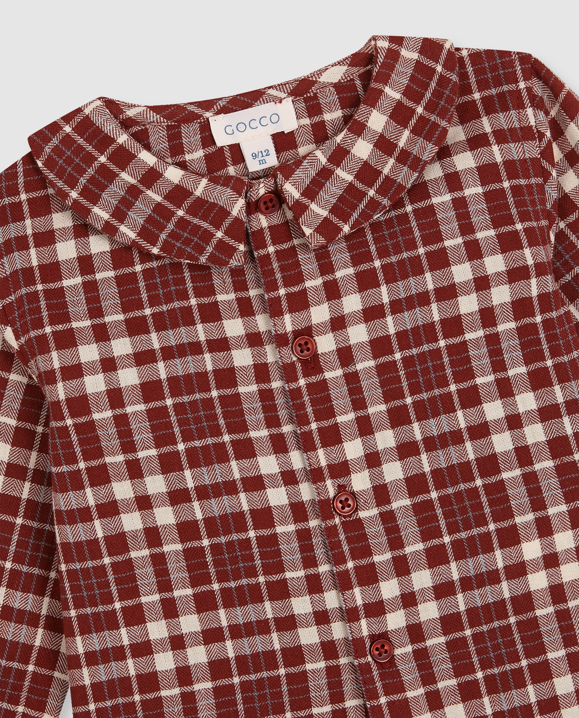 Camisa de bebé de cuadros de manga larga - Gocco - Naranja Naranja-6
