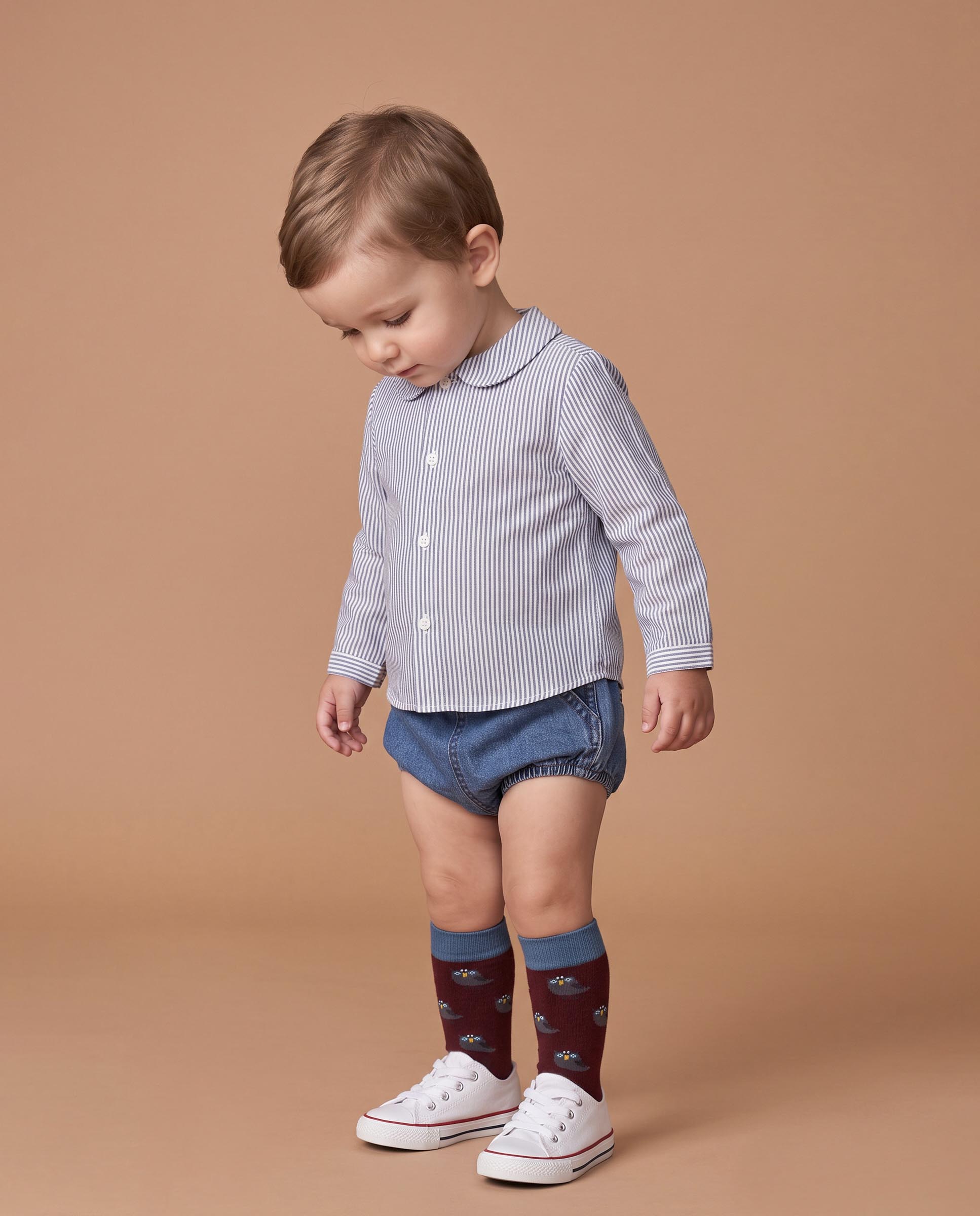 Imagen 2 de Camisa oxford de bebé de rayas - Gocco - Azul oscuro Azul oscuro