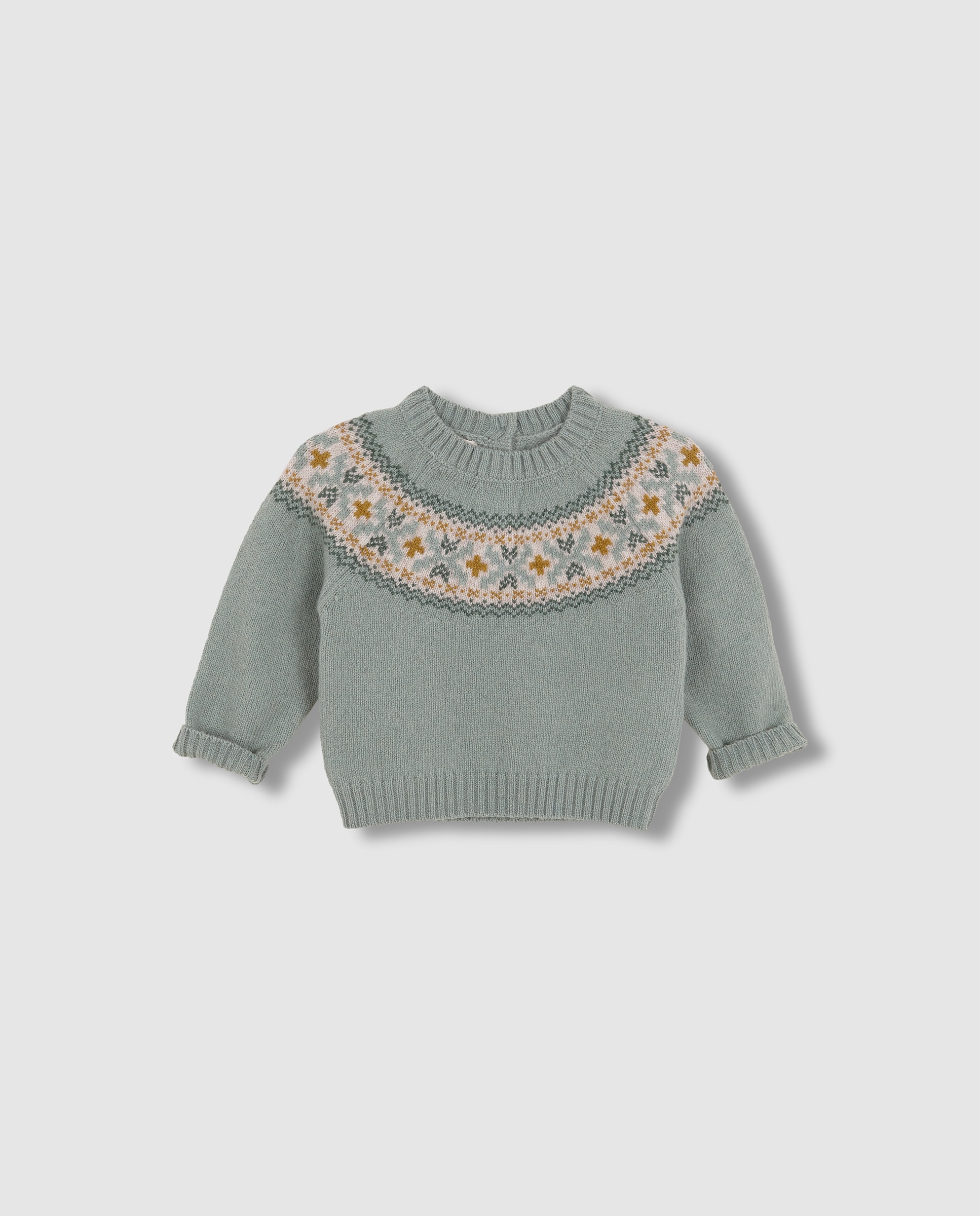 Jersey de bebé con greca en el cuello - Gocco - Verde Verde-1