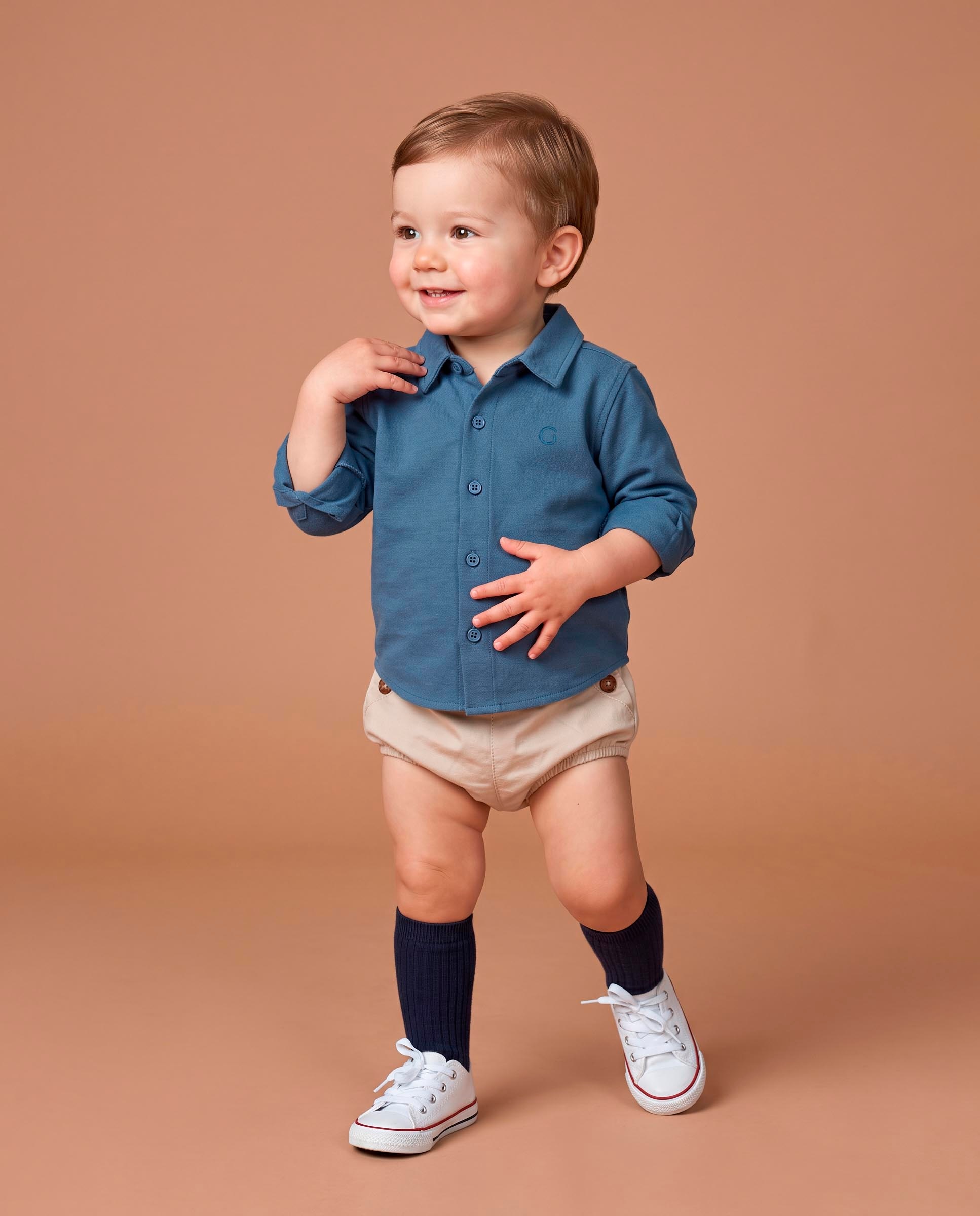 Imagen 3 de Polo de bebé de piqué con tapeta de botones - Gocco - Azul Azul