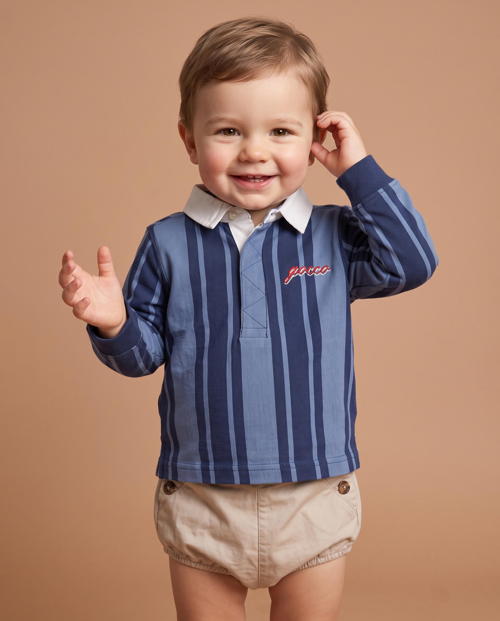 Imagen 3 de Polo de bebé de rayas verticales - Gocco - Azul oscuro Azul oscuro