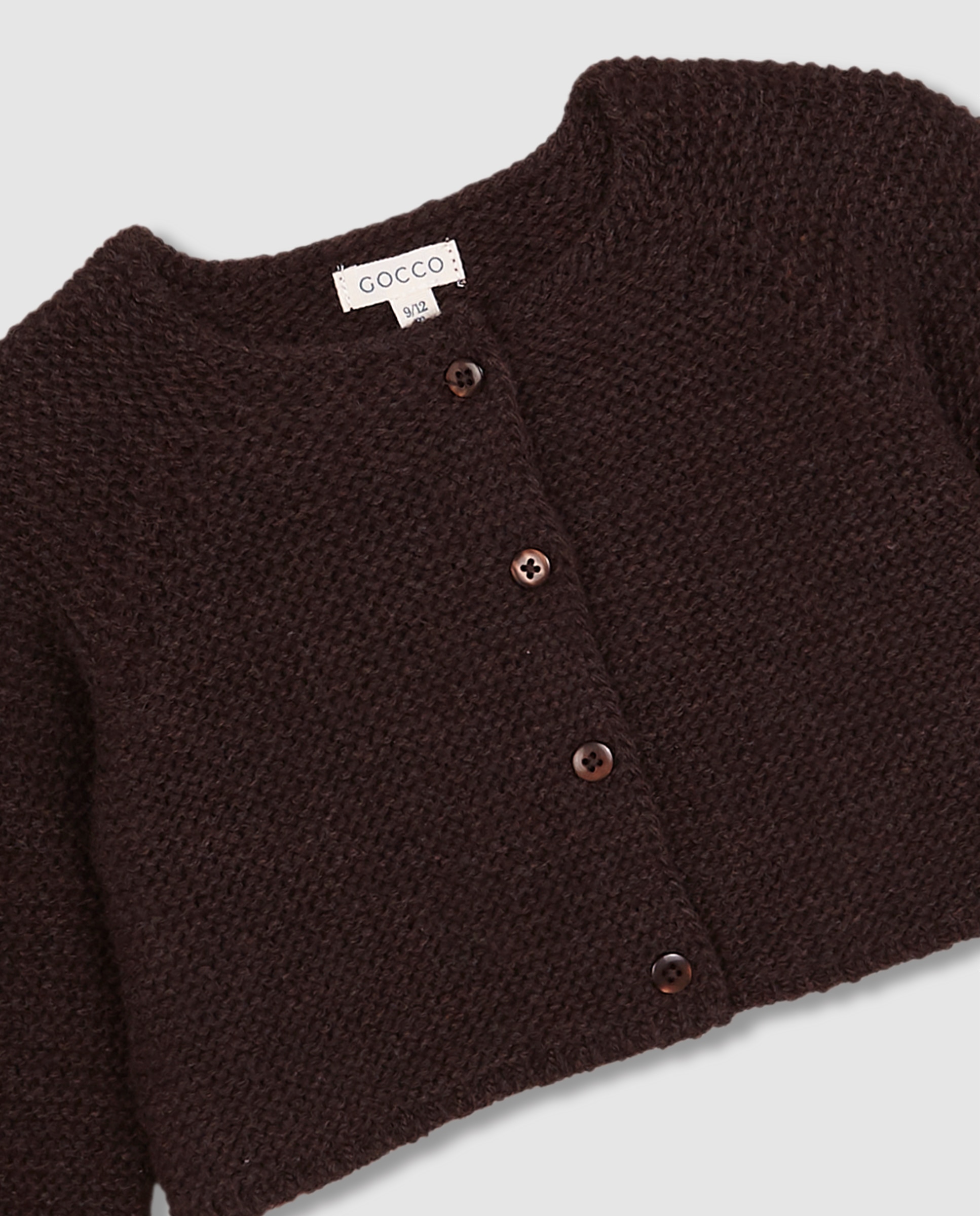 Chaqueta de bebé de punto bobo con botones - Gocco - Marrón oscuro Marrón oscuro-2