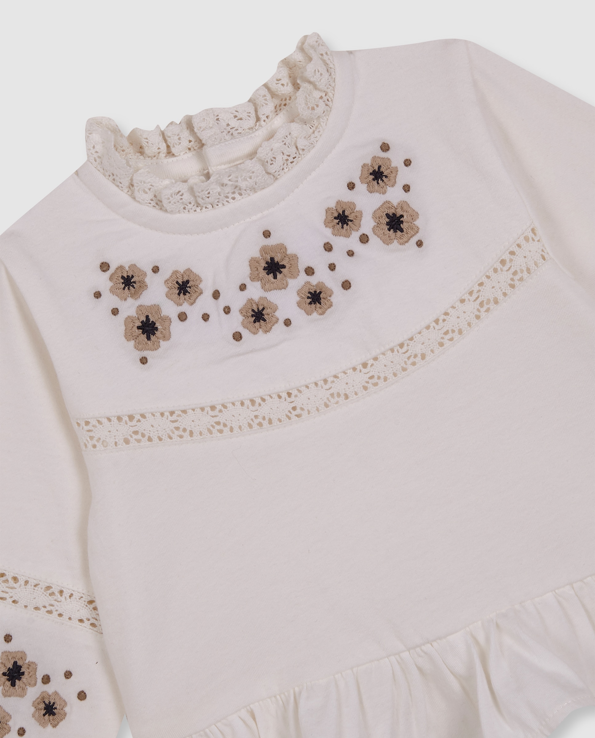 Imagen 4 de Camiseta de bebé con bordados en el canesú - Gocco - Blanco Blanco