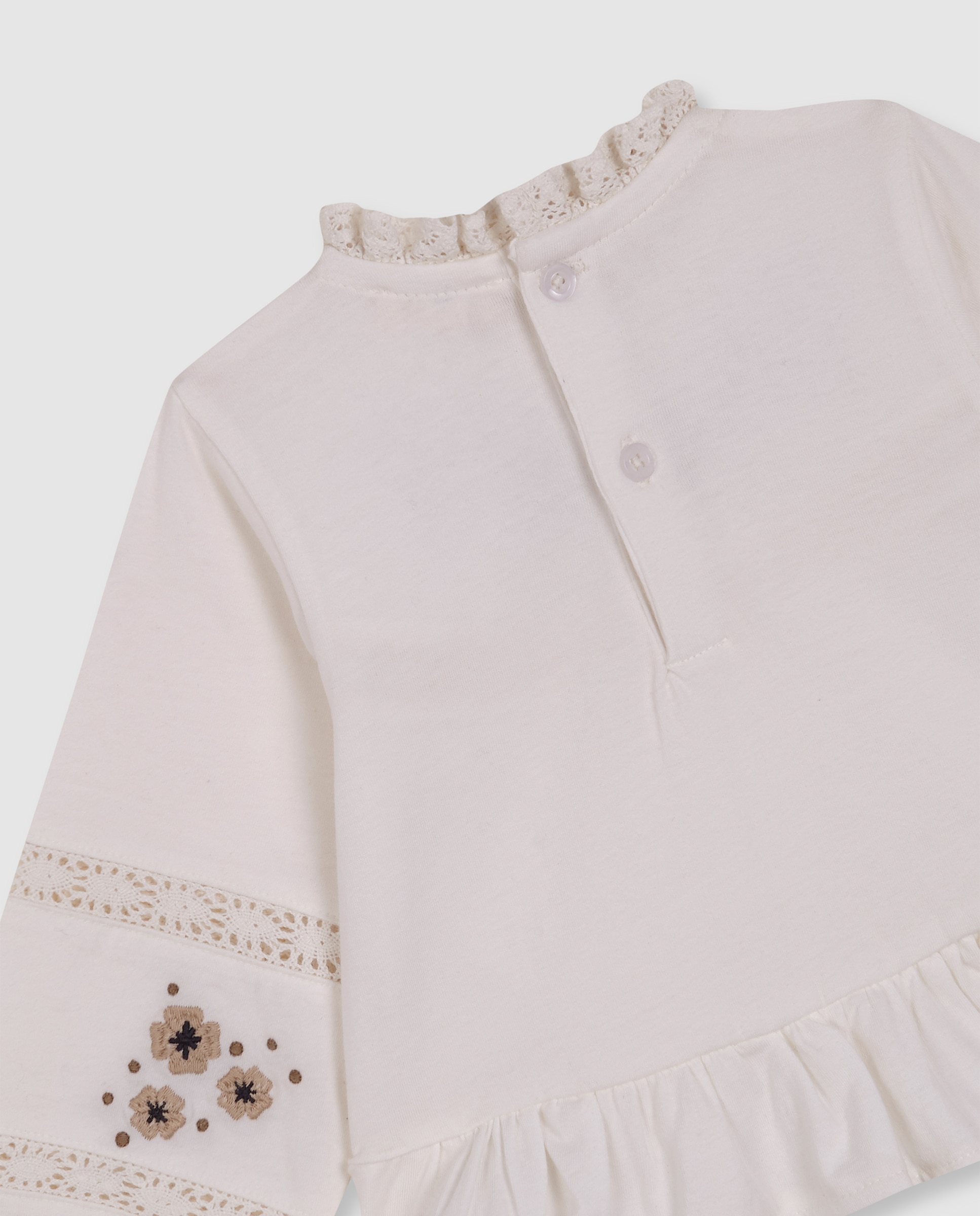 Imagen 6 de Camiseta de bebé con bordados en el canesú - Gocco - Blanco Blanco