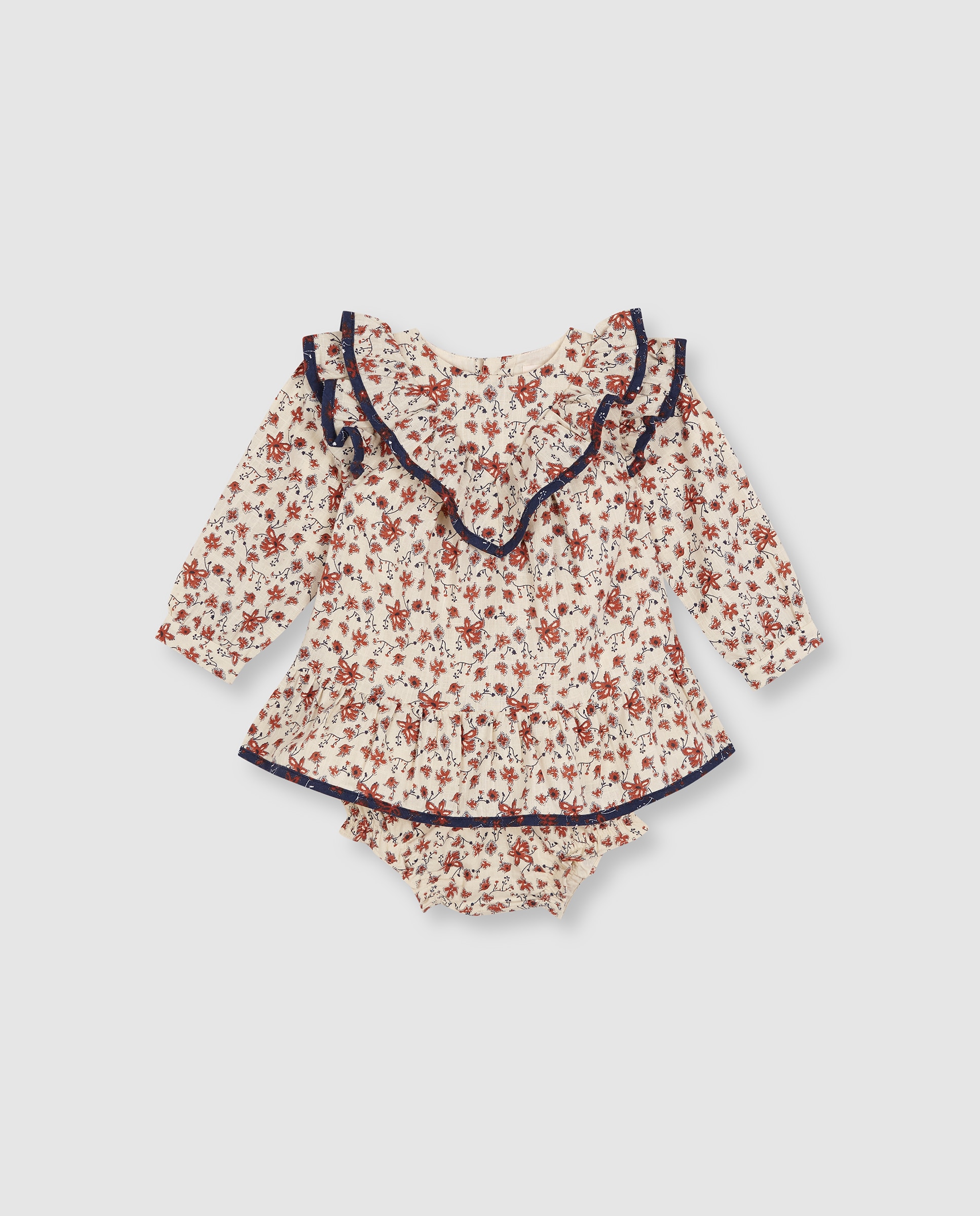 Imagen 0 de Vestido de bebé con bies a contraste Amarillo