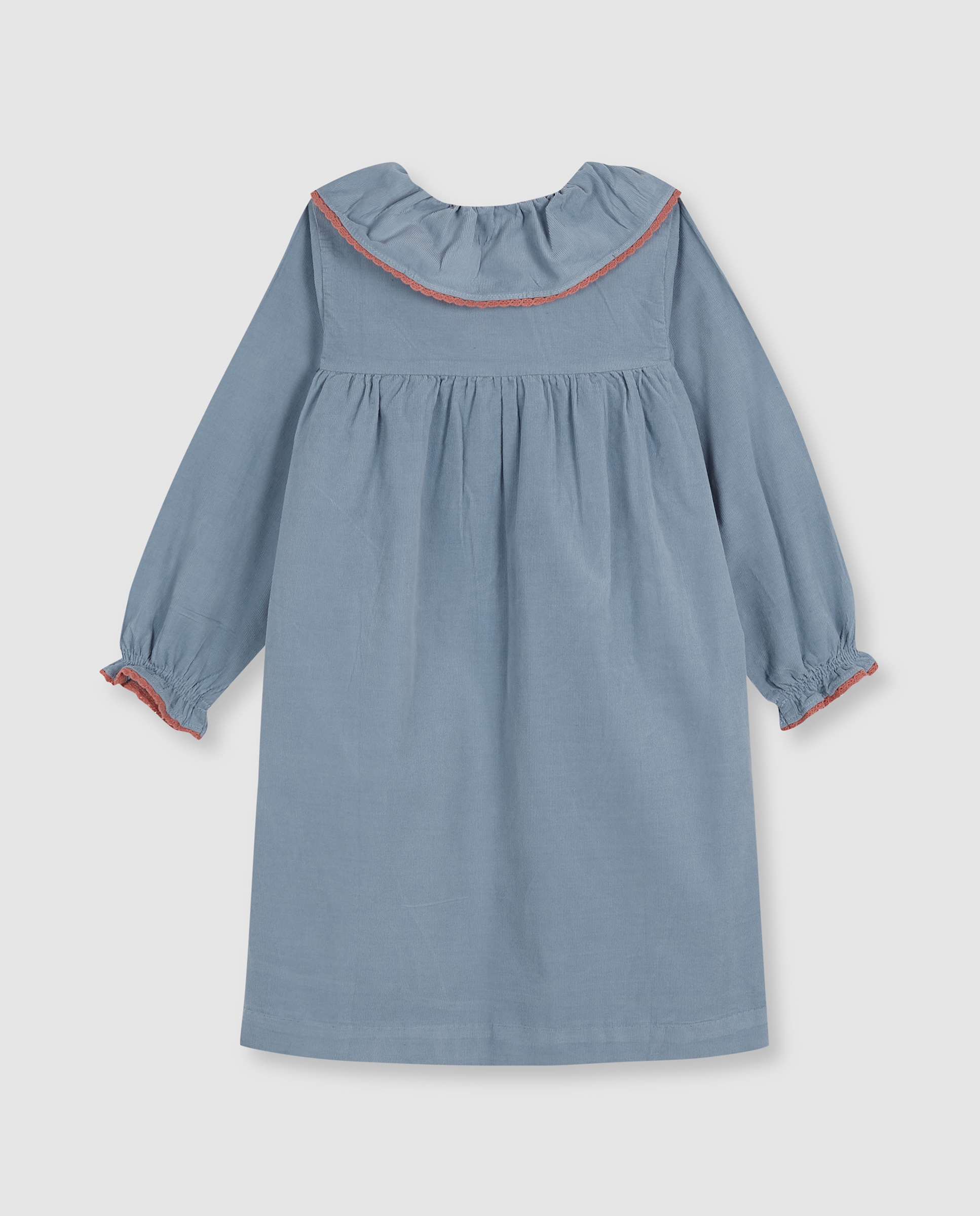 Bata de niña de micropana con tira bordada - Gocco - Azul claro Azul claro-3