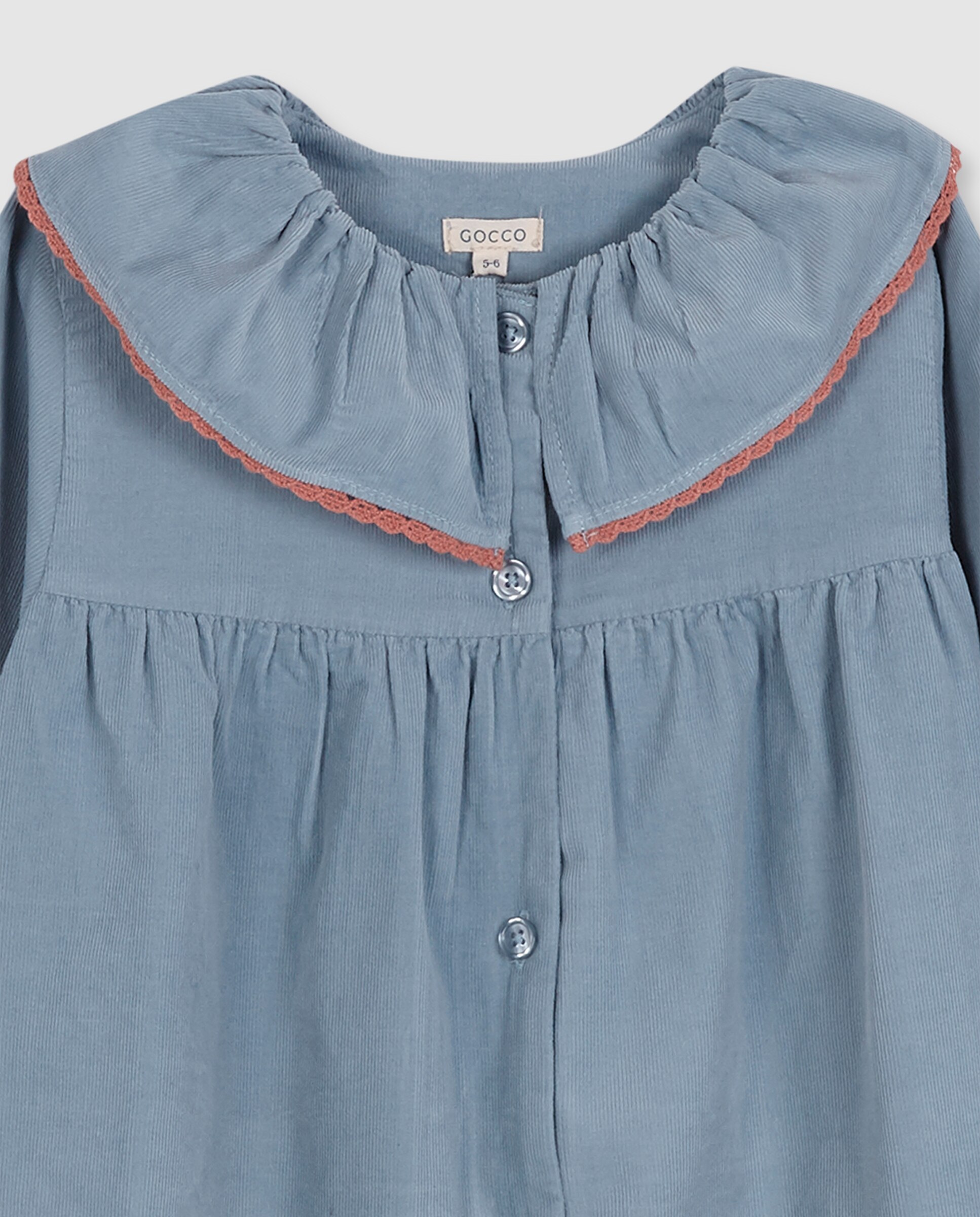 Bata de niña de micropana con tira bordada - Gocco - Azul claro Azul claro-2