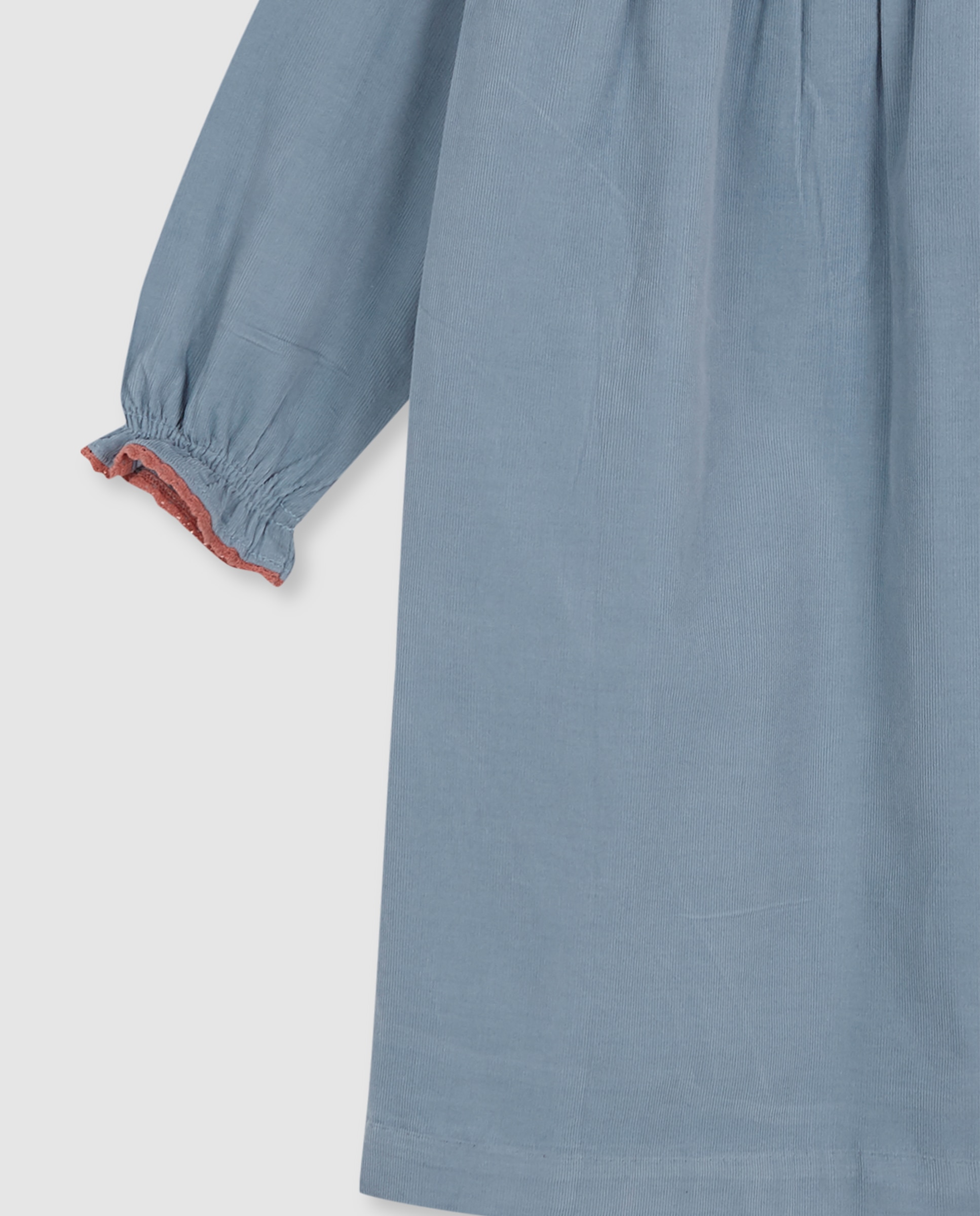 Bata de niña de micropana con tira bordada - Gocco - Azul claro Azul claro-4