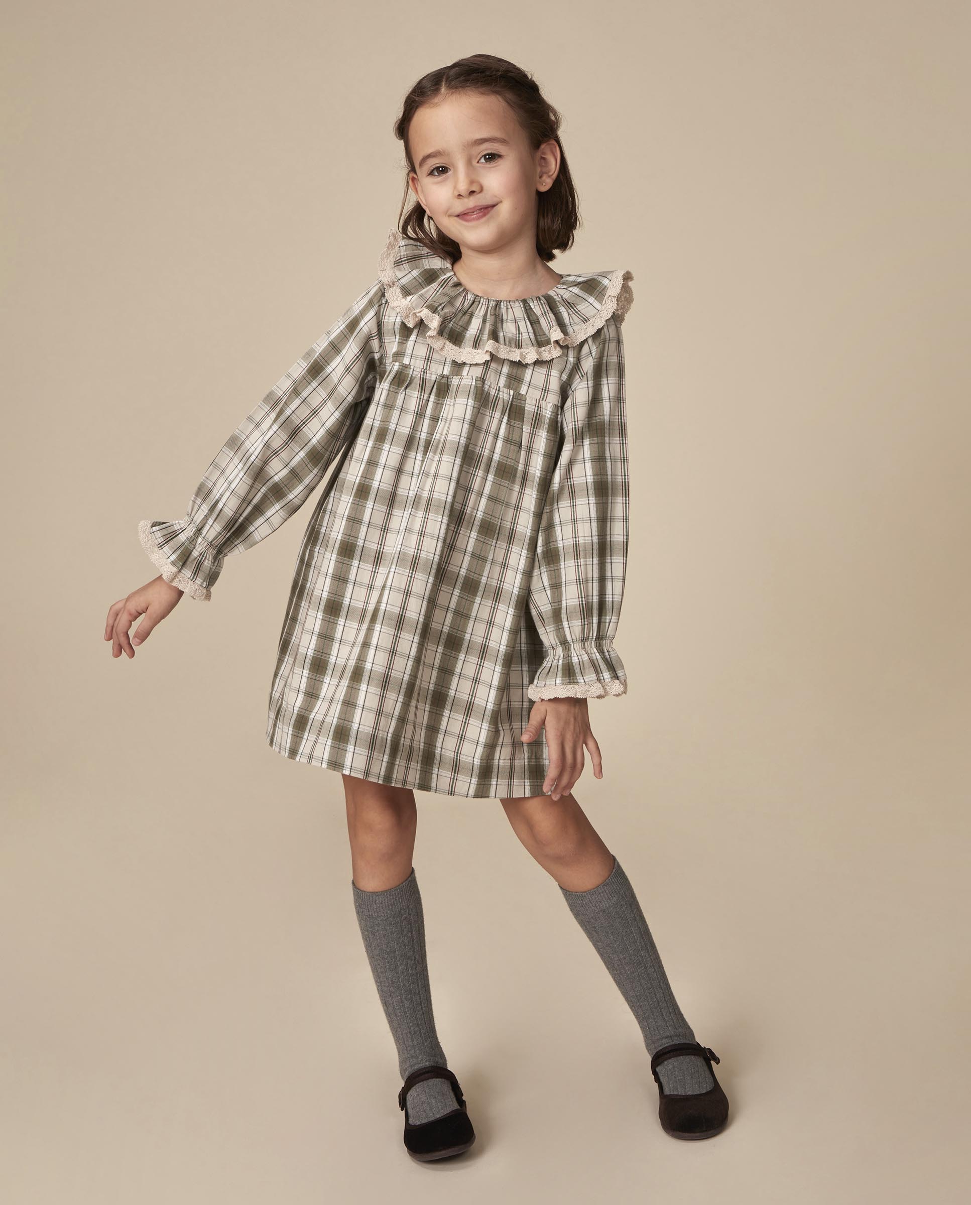 Imagen 1 de Vestido de niña de cuadros escoceses Piedra