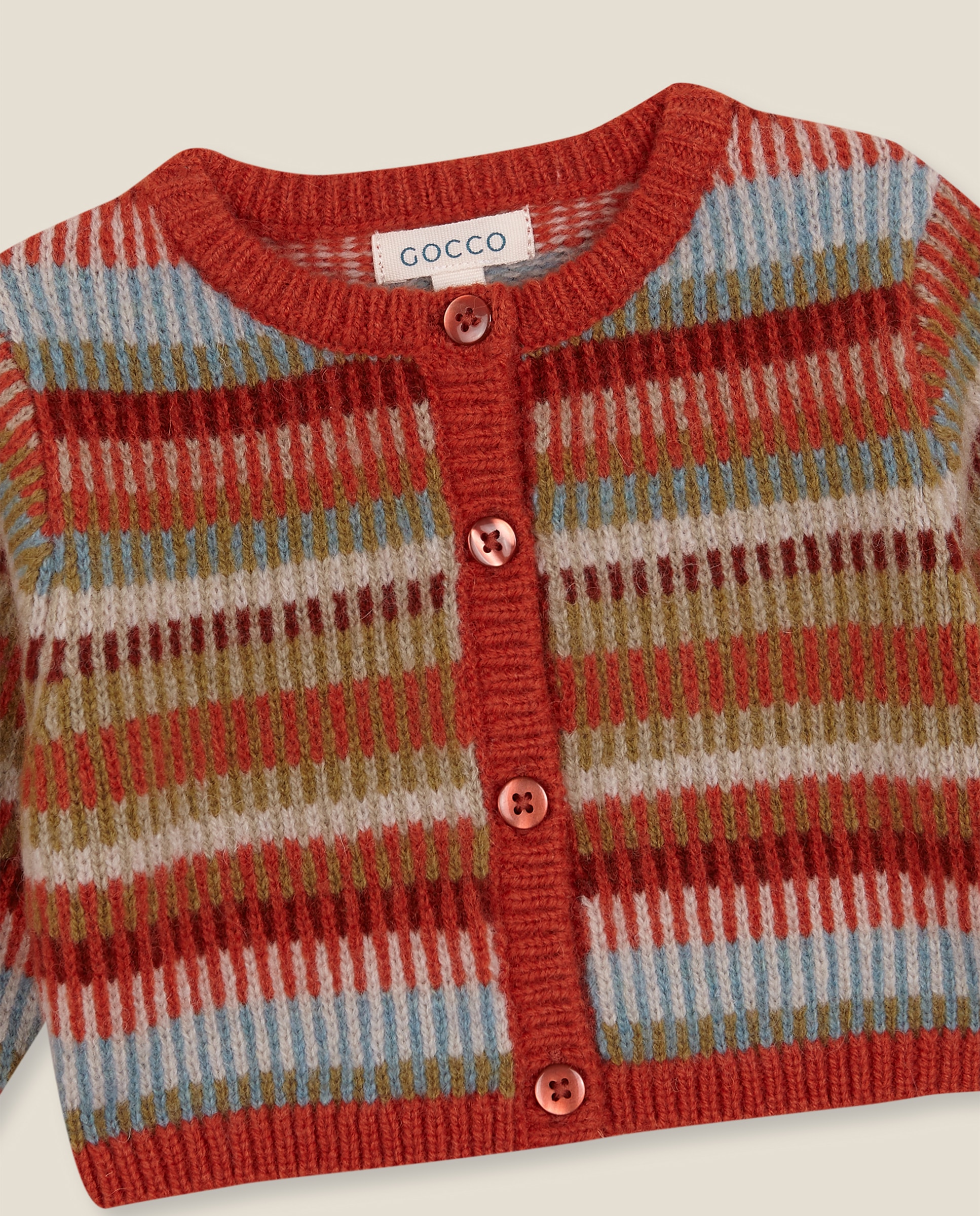 Chaqueta de bebé de punto jacquard - Gocco - Naranja Naranja-3