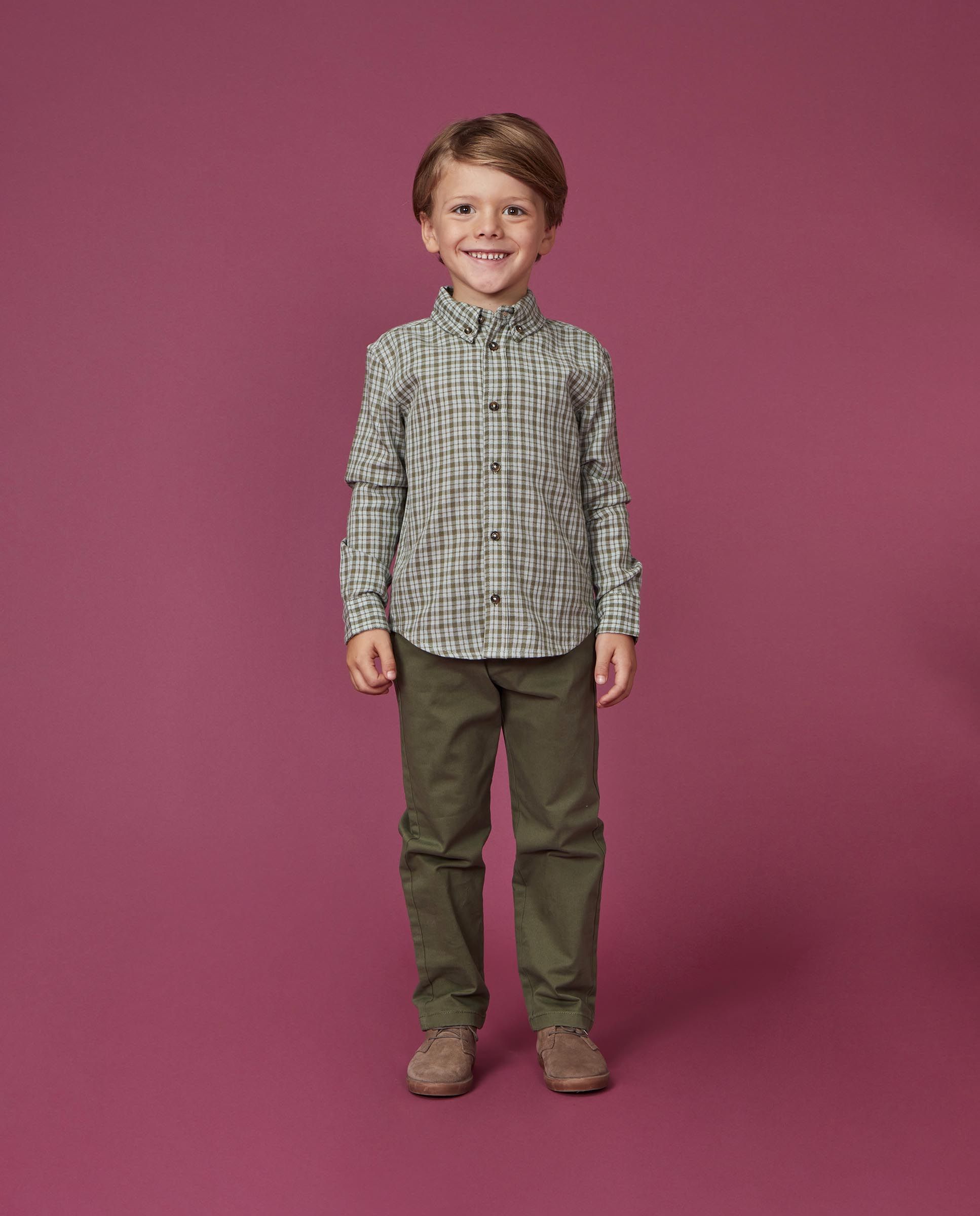 Imagen 2 de Camisa de niño de cuadros con cuello camisero - Gocco - Gris claro Gris claro