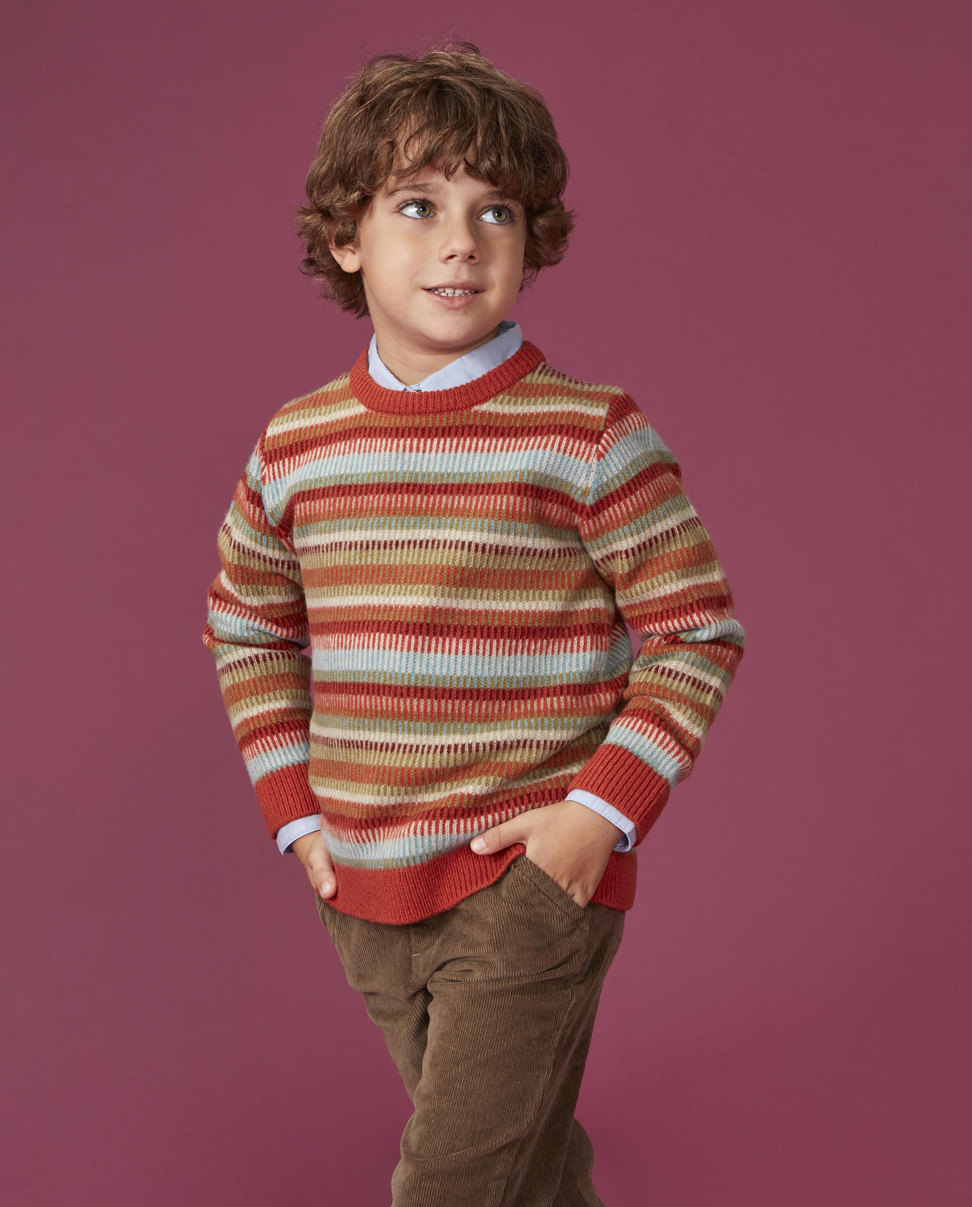 Imagen 2 de Jersey de niño con jacquard y canalé - Gocco - Naranja Naranja