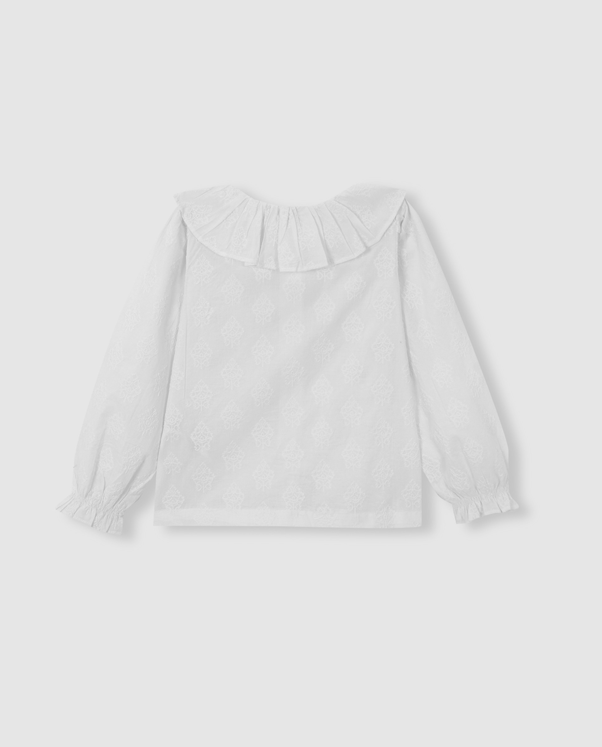 Imagen 4 de Blusa de niña bordada con manga abullonada - Gocco - Blanco Blanco