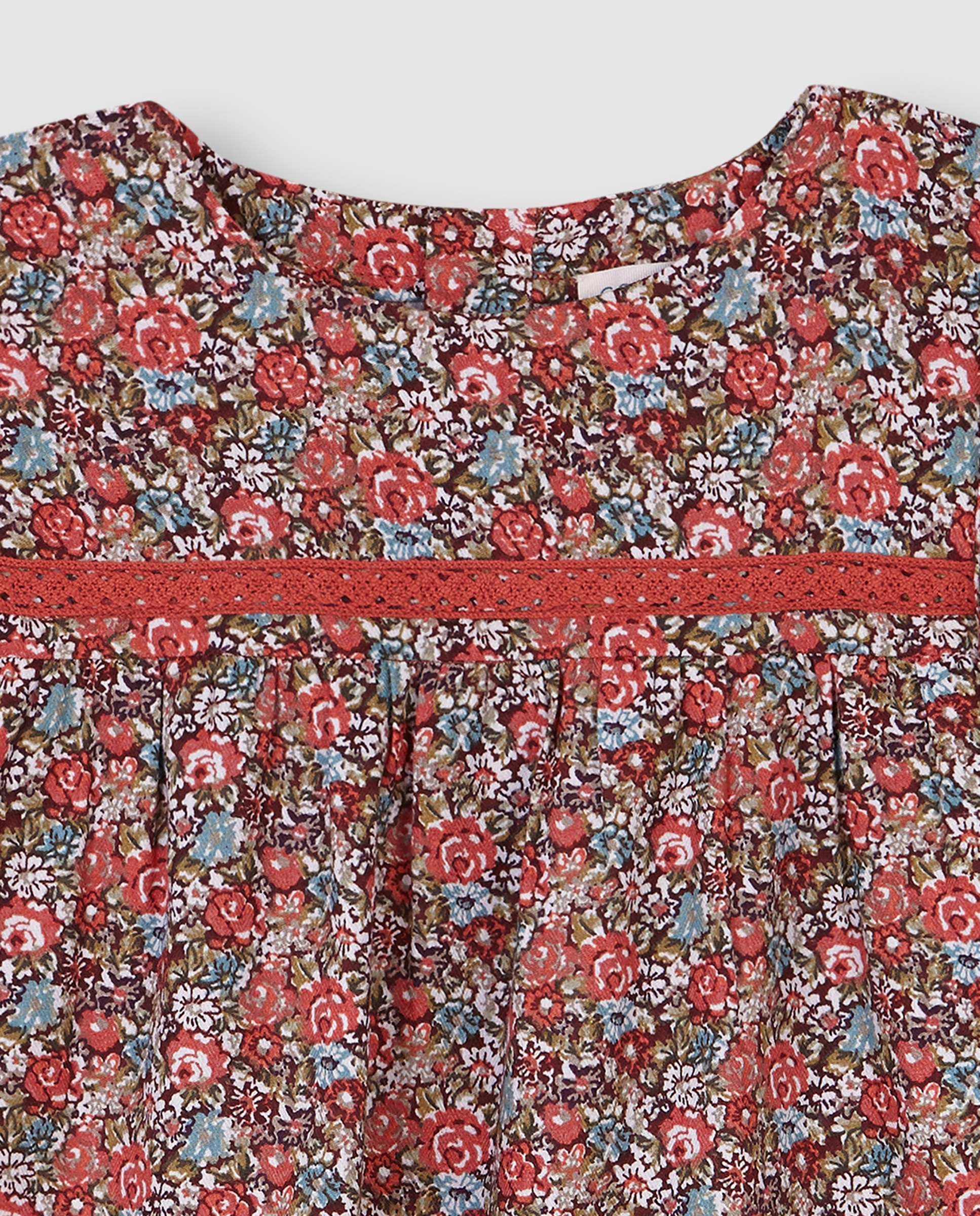 Imagen 2 de Blusa de niña con estampado floral y tira bordada - Gocco - Naranja Naranja