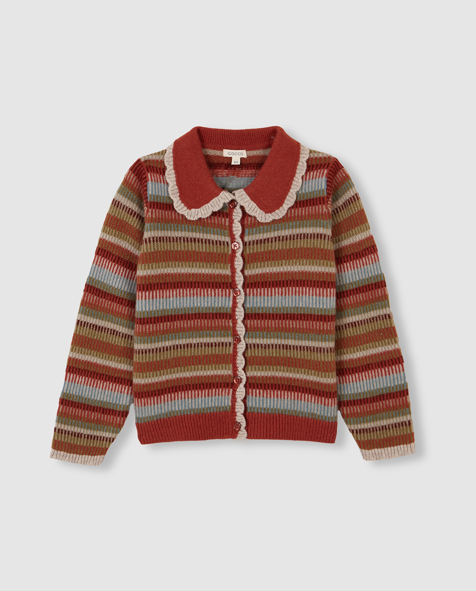 Chaqueta de niña con jacquard y canalé - Gocco - Naranja Naranja-1