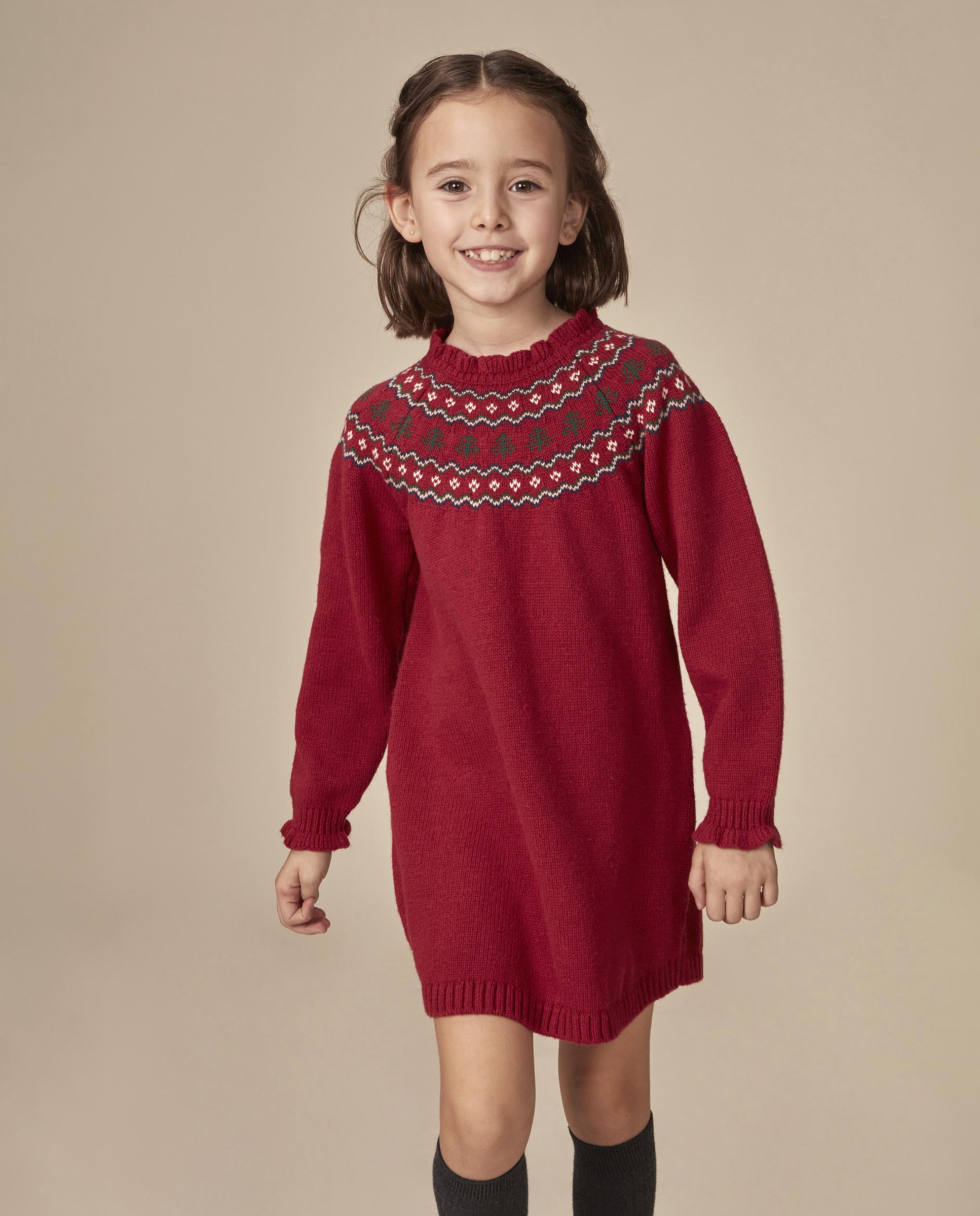 Imagen 2 de Vestido de niña con greca de navidad - Gocco - Rojo Rojo