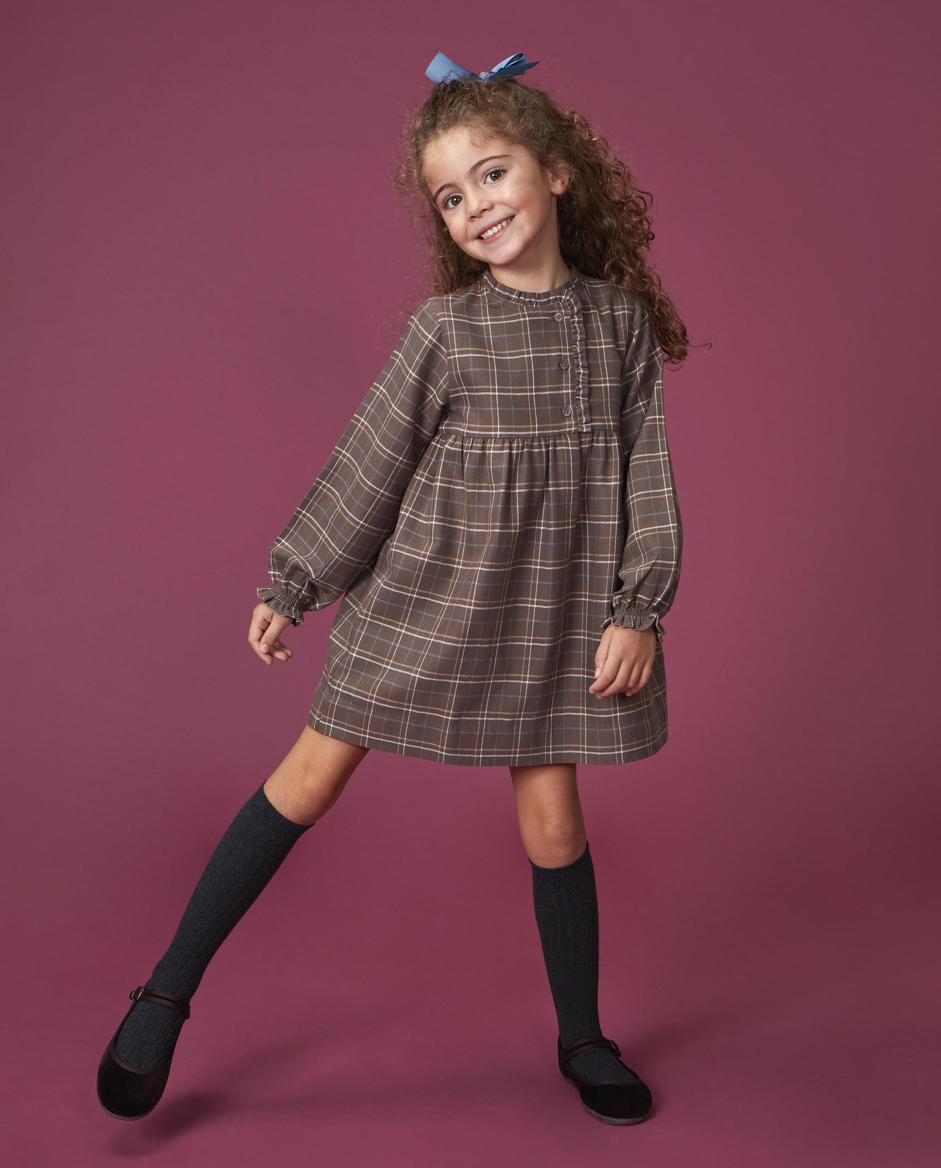 Imagen 2 de Vestido de niña de cuadro galés - Gocco - Gris Gris