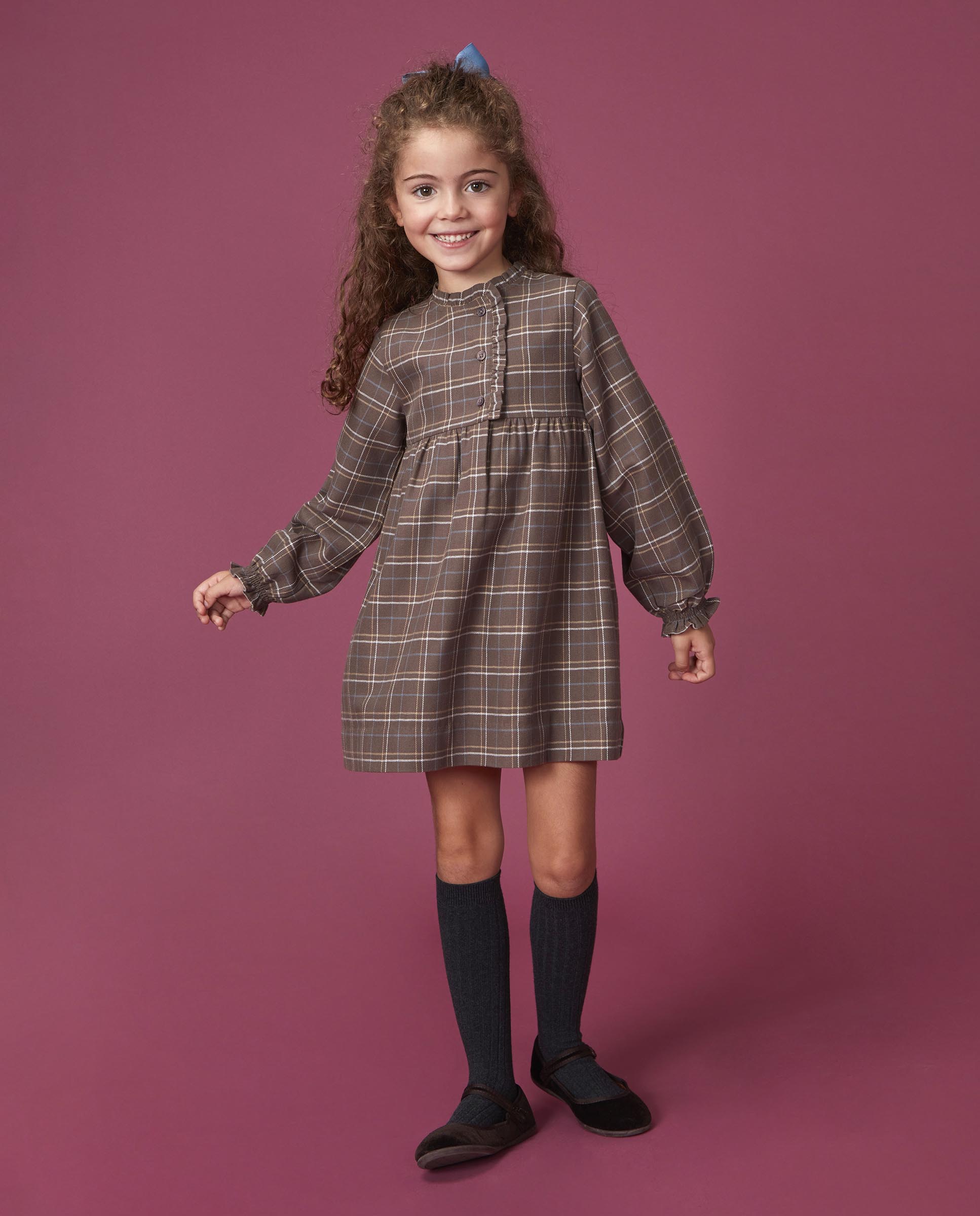 Imagen 3 de Vestido de niña de cuadro galés - Gocco - Gris Gris