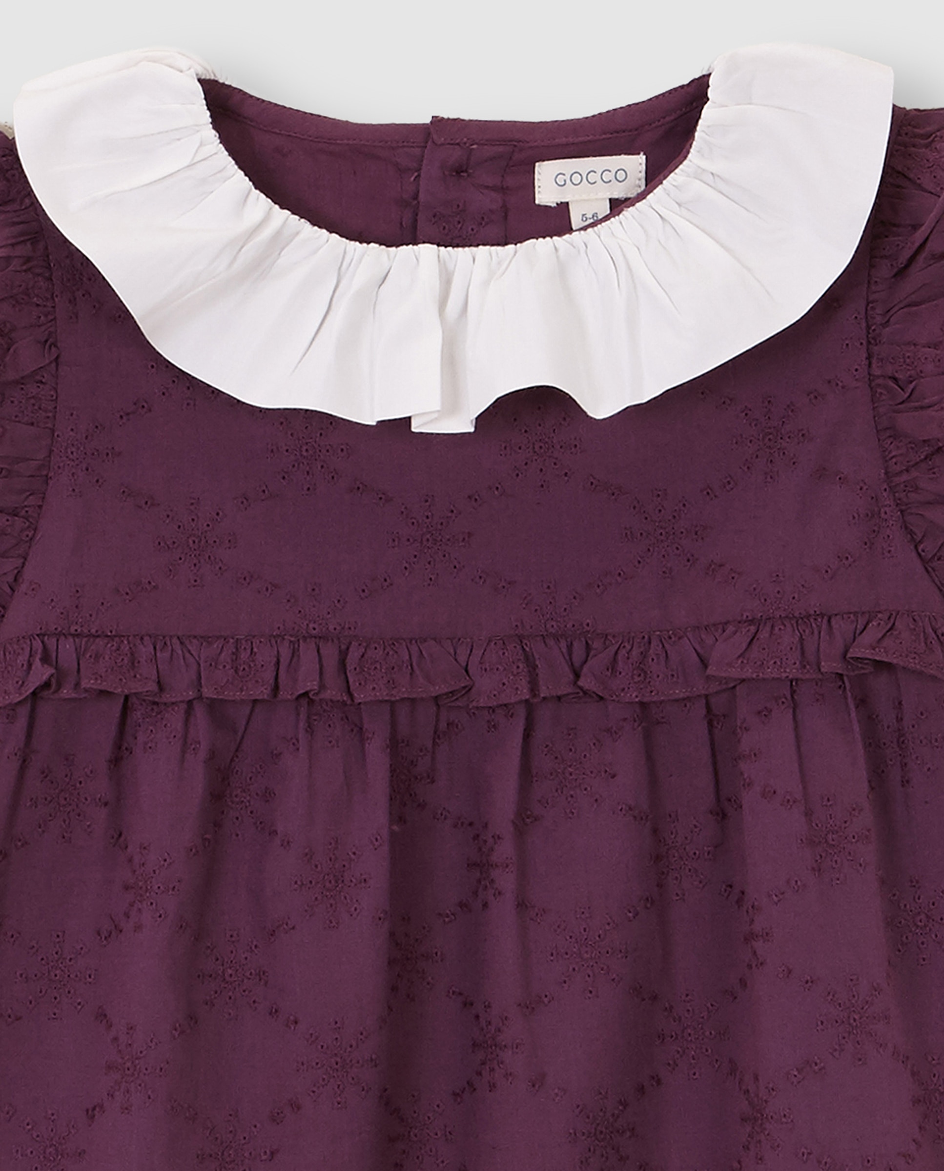 Imagen 4 de Vestido de niña calado con cuello de volante - Gocco - Morado Morado
