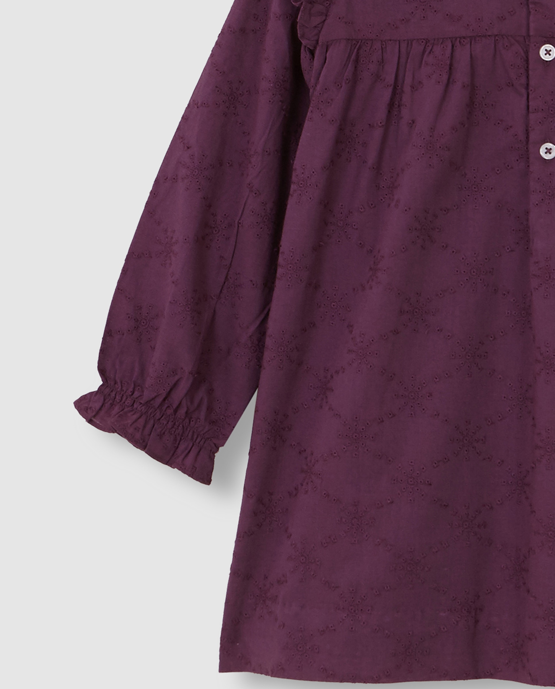 Imagen 6 de Vestido de niña calado con cuello de volante - Gocco - Morado Morado