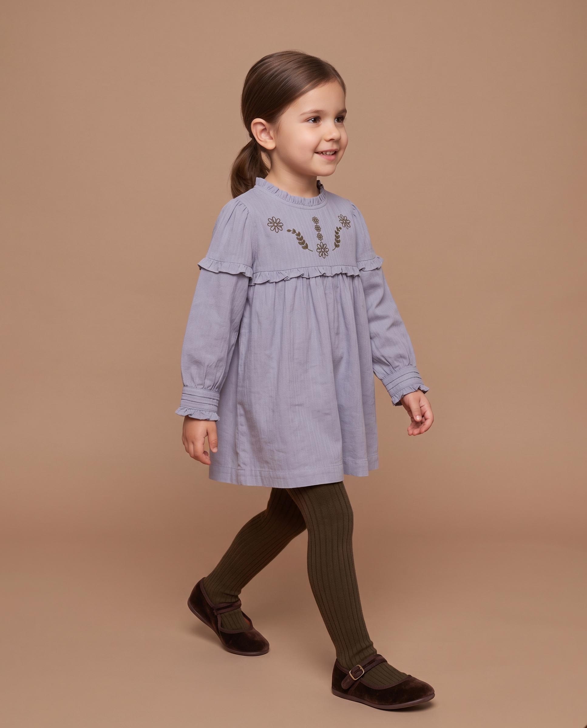 Imagen 2 de Vestido de niña con bordados y volantes - Gocco - Azul Azul