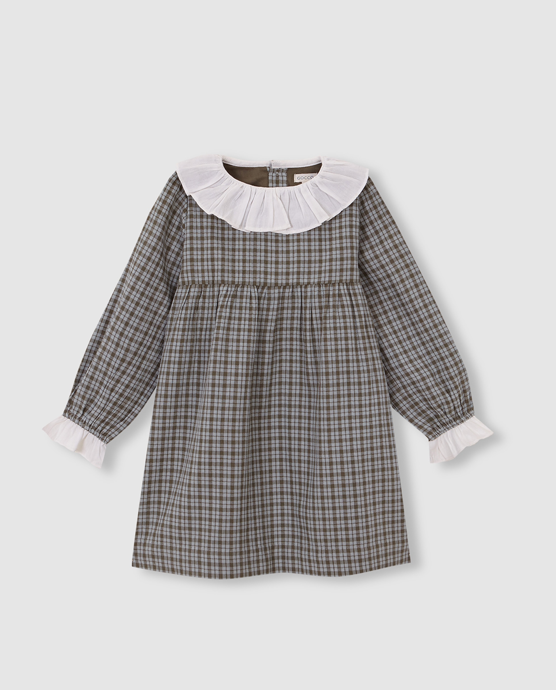 Imagen 1 de Vestido de niña de cuadros con volantes Gris claro