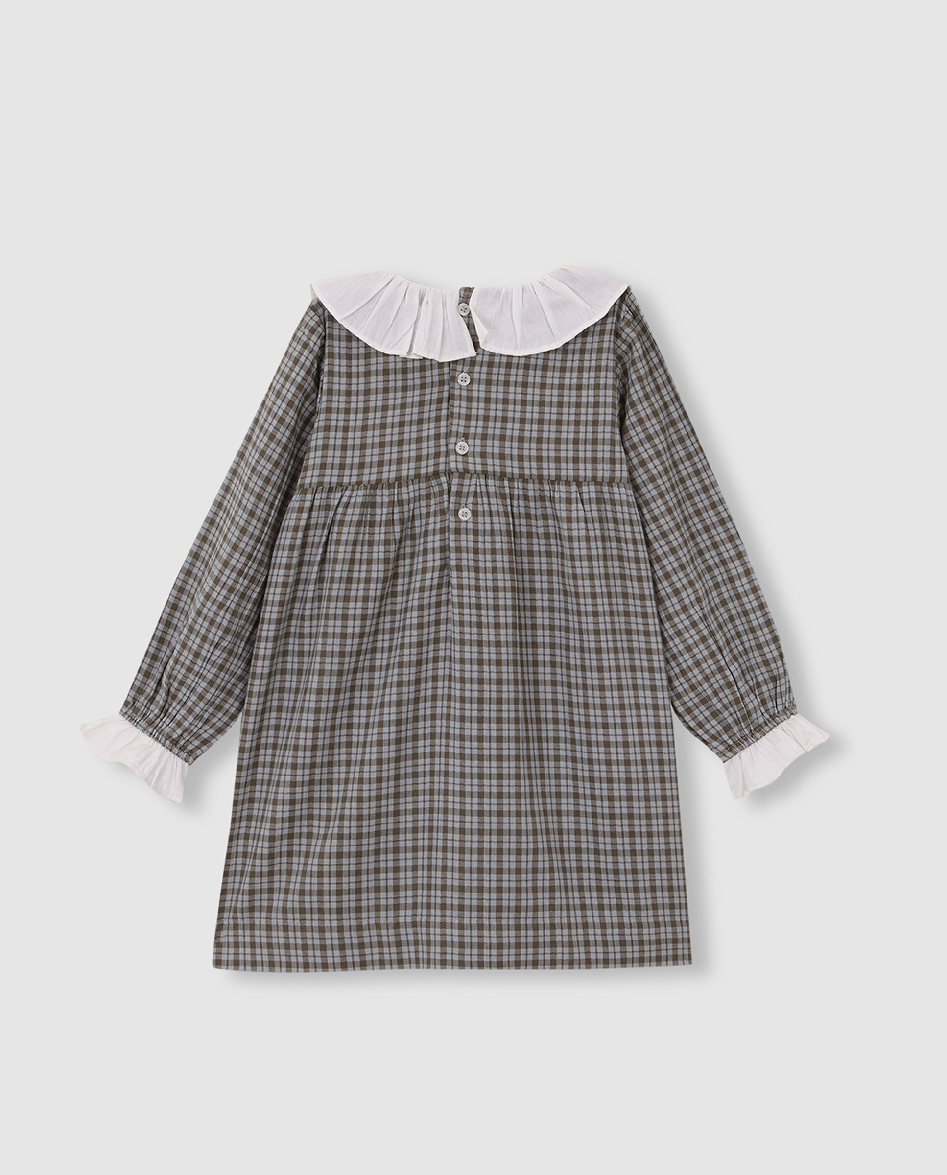 Imagen 5 de Vestido de niña de cuadros con volantes - Gocco - Gris claro Gris claro