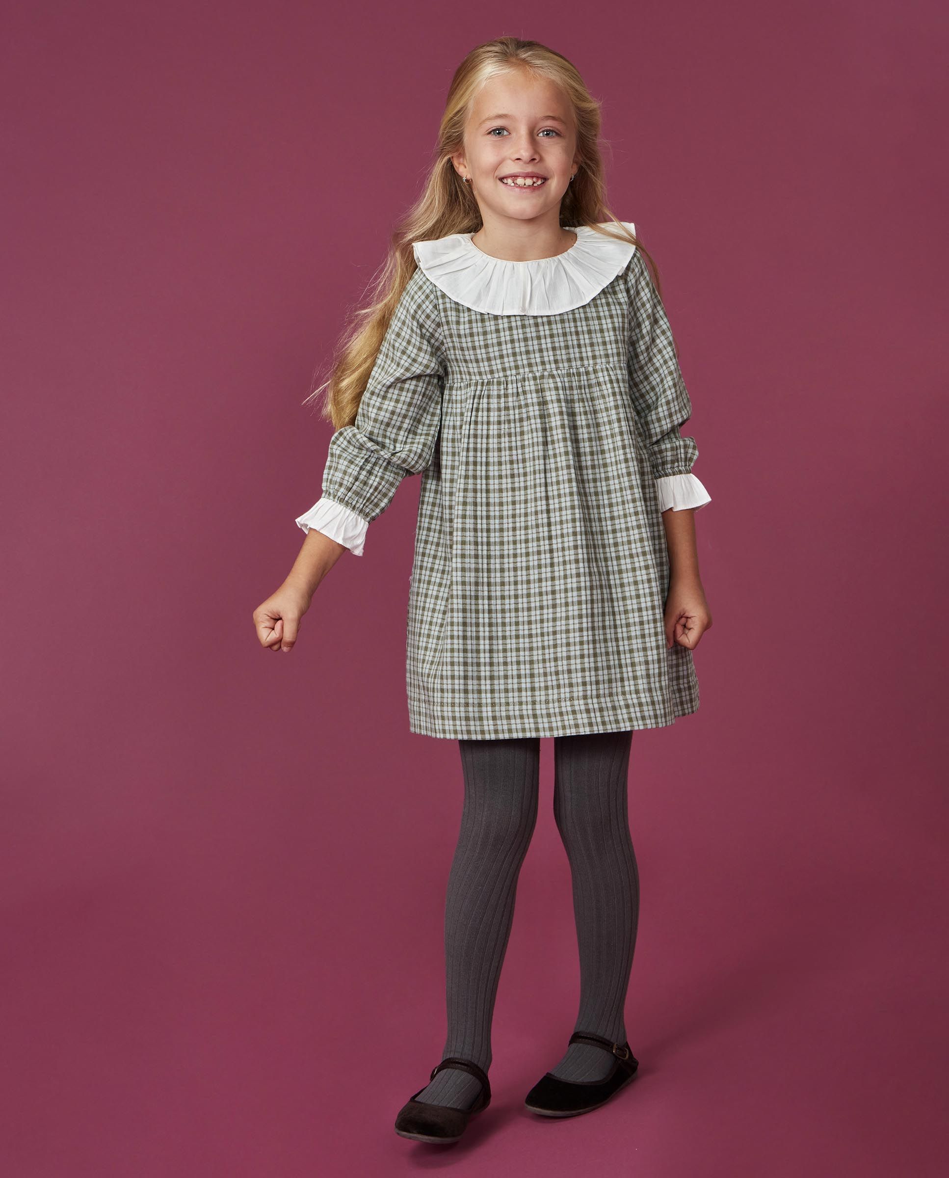 Imagen 2 de Vestido de niña de cuadros con volantes - Gocco - Gris claro Gris claro