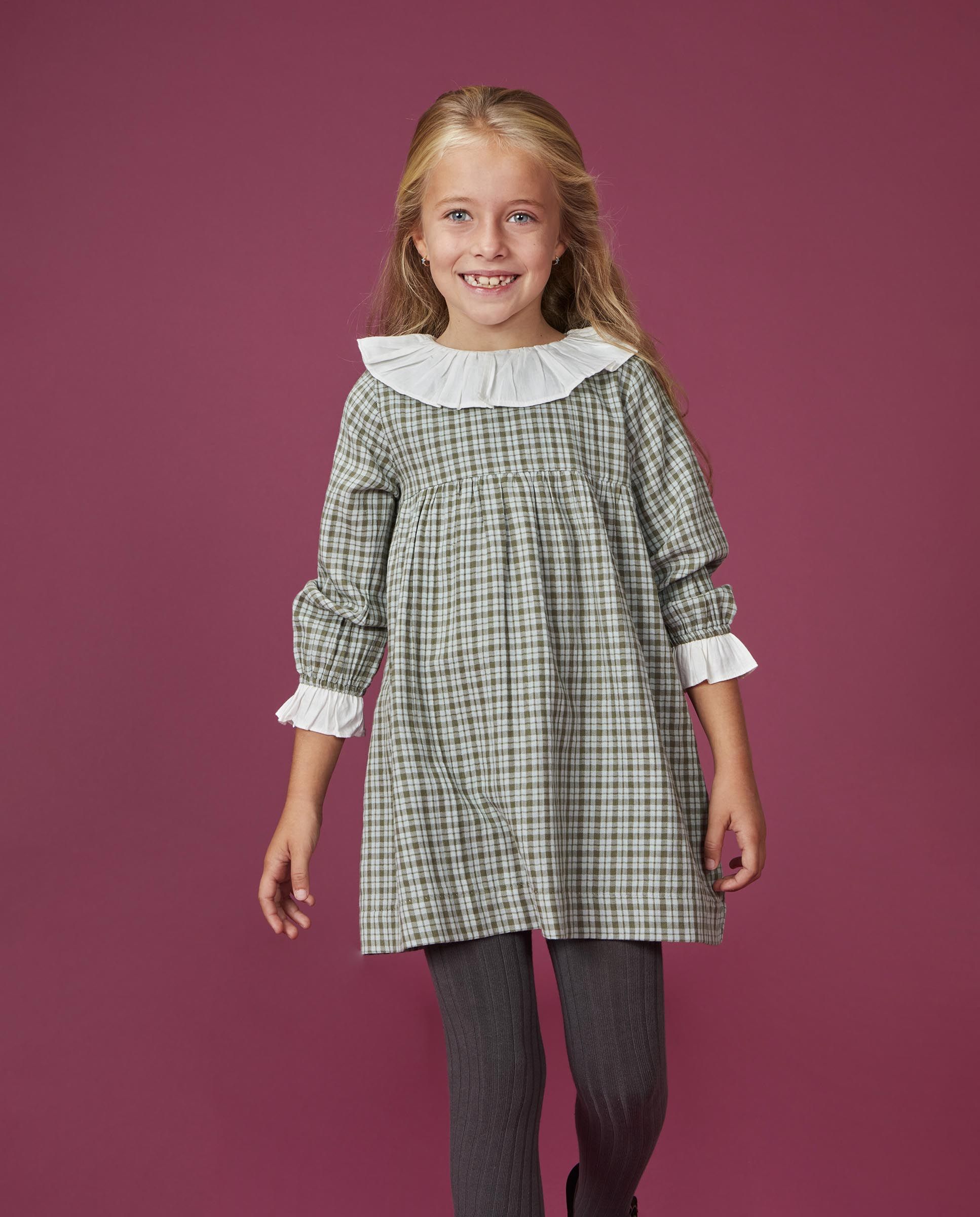 Imagen 3 de Vestido de niña de cuadros con volantes - Gocco - Gris claro Gris claro