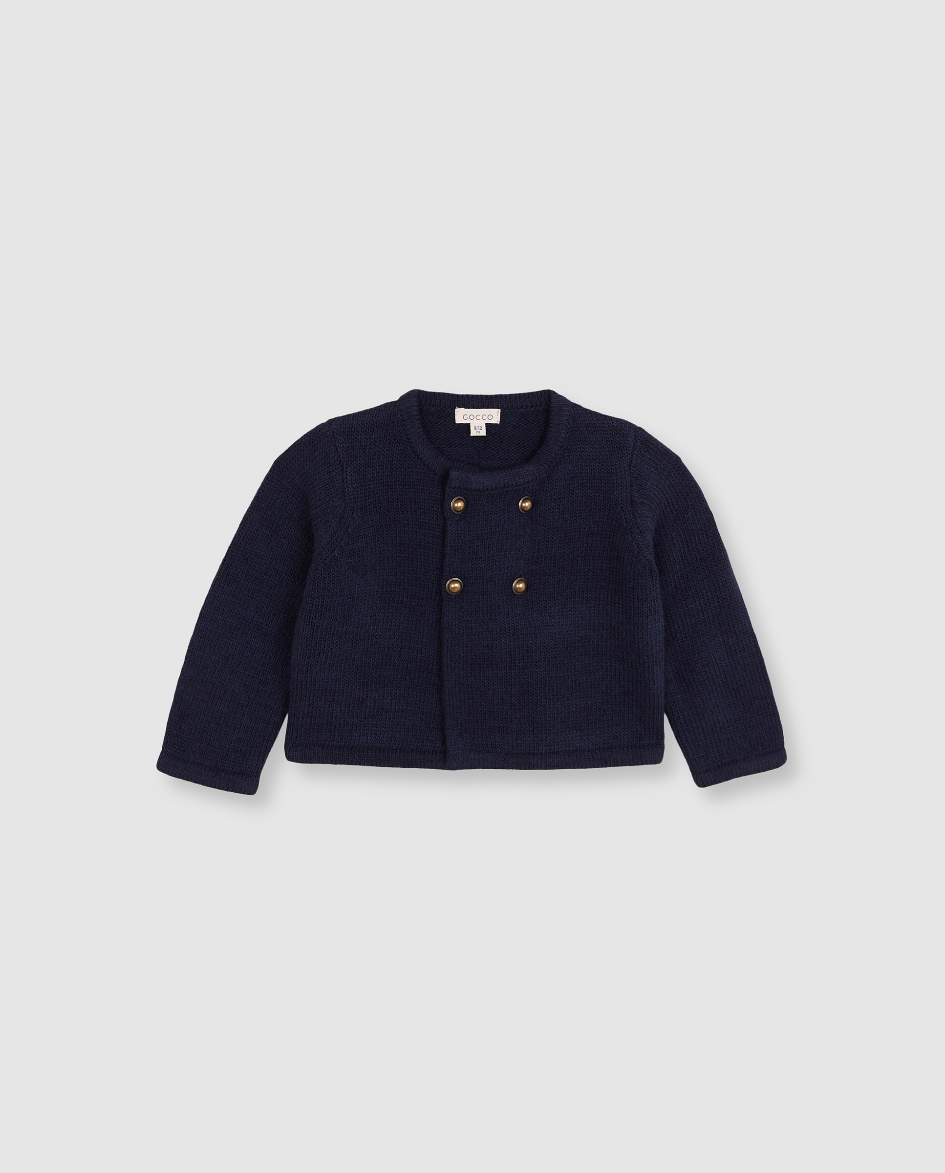 Chaqueta cruzada de bebé de punto - Gocco - Azul oscuro Azul oscuro-1