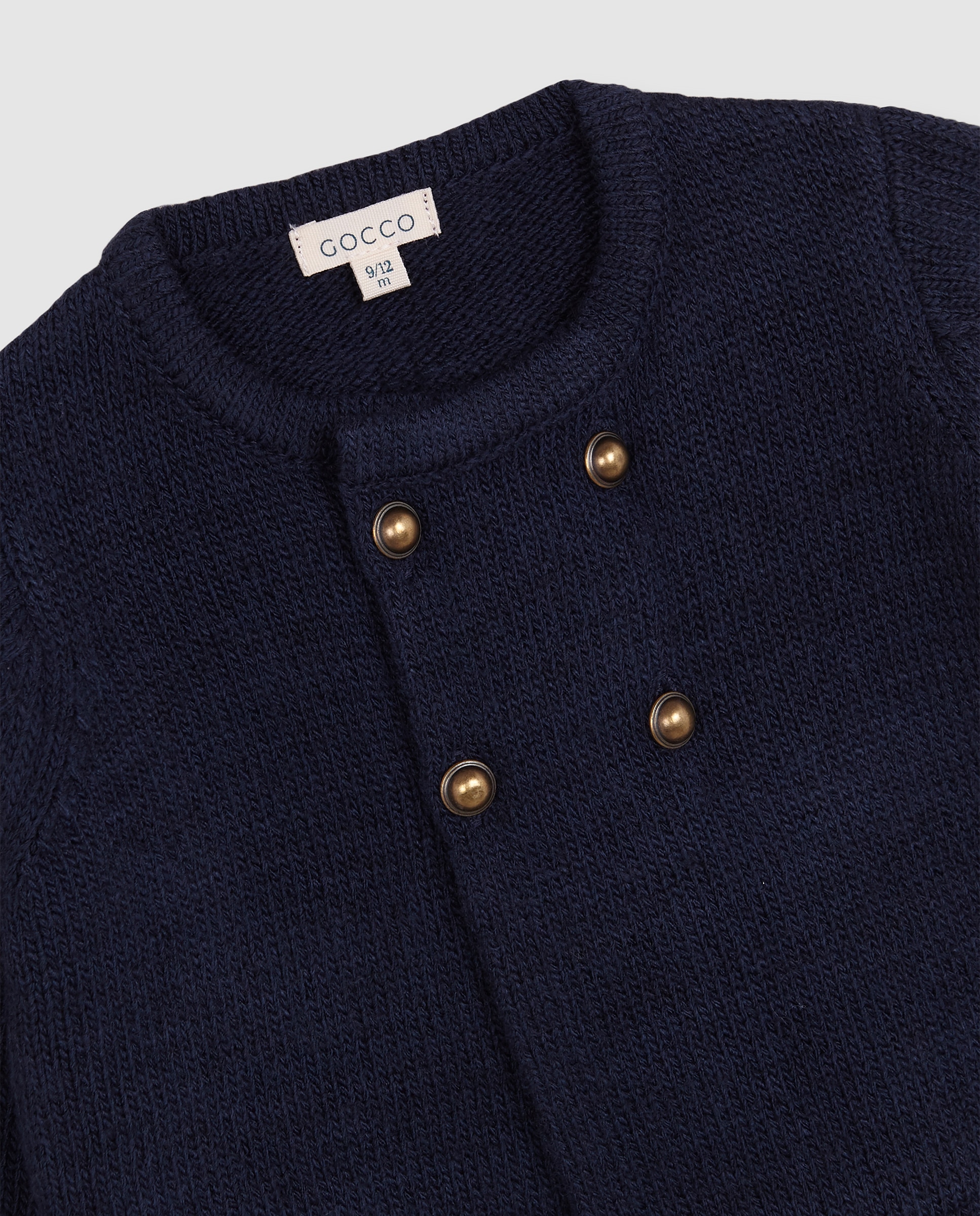 Chaqueta cruzada de bebé de punto - Gocco - Azul oscuro Azul oscuro-2