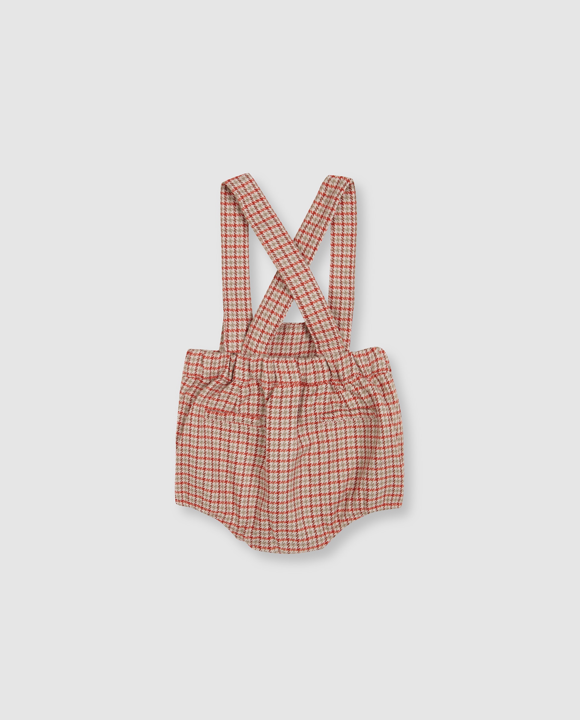 Pantalón corto de bebé con tirantes en tejido pata de gallo - Gocco - Topo Topo-3