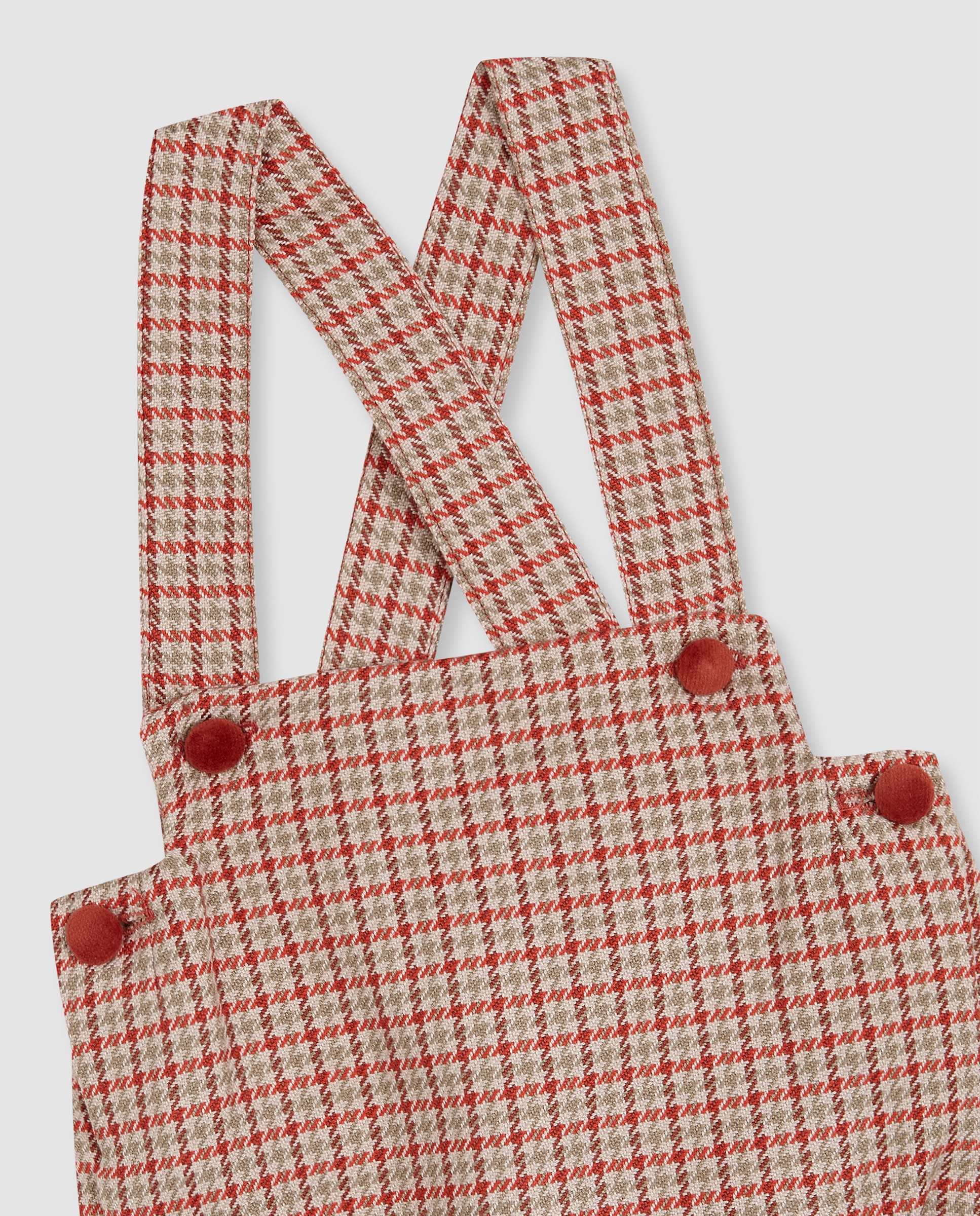 Pantalón corto de bebé con tirantes en tejido pata de gallo - Gocco - Topo Topo-2