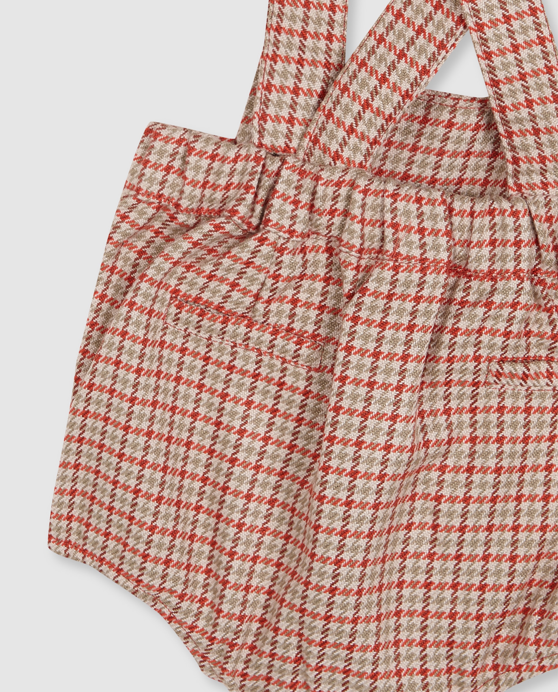 Pantalón corto de bebé con tirantes en tejido pata de gallo - Gocco - Topo Topo-4