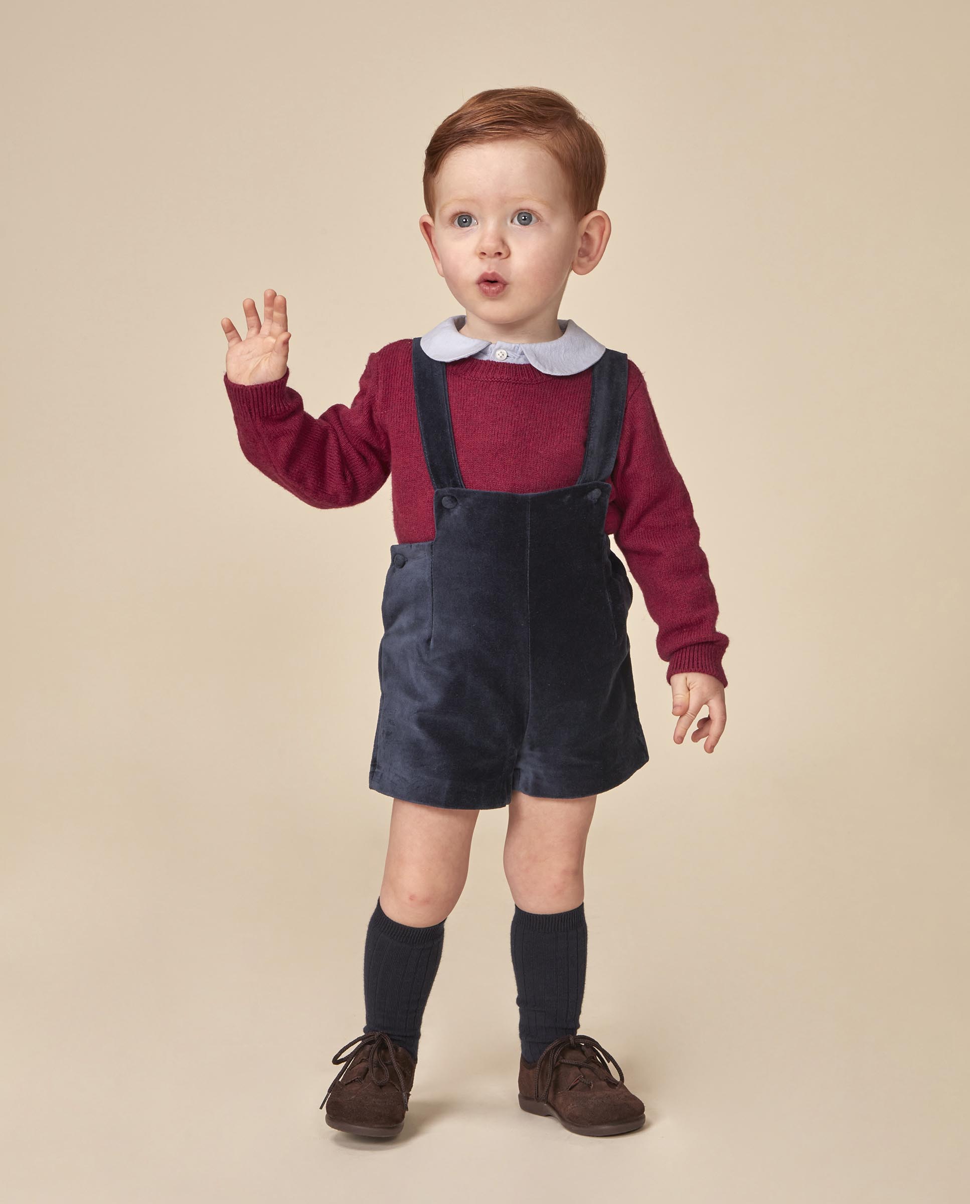 Imagen 2 de Pantalón de bebé de terciopelo con tirantes - Gocco - Azul oscuro Azul oscuro