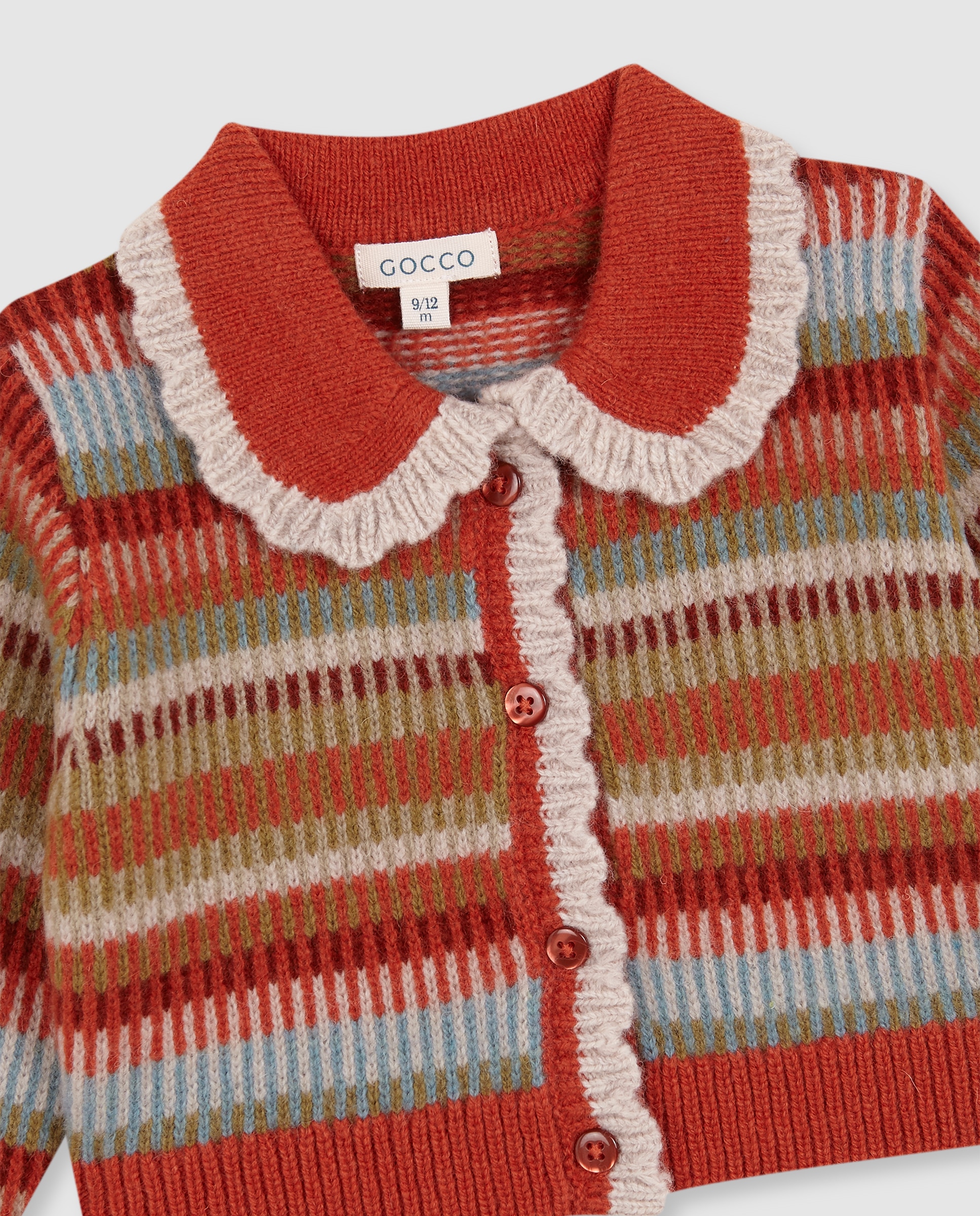 Chaqueta de bebé con jacquard y canalé - Gocco - Naranja Naranja-2