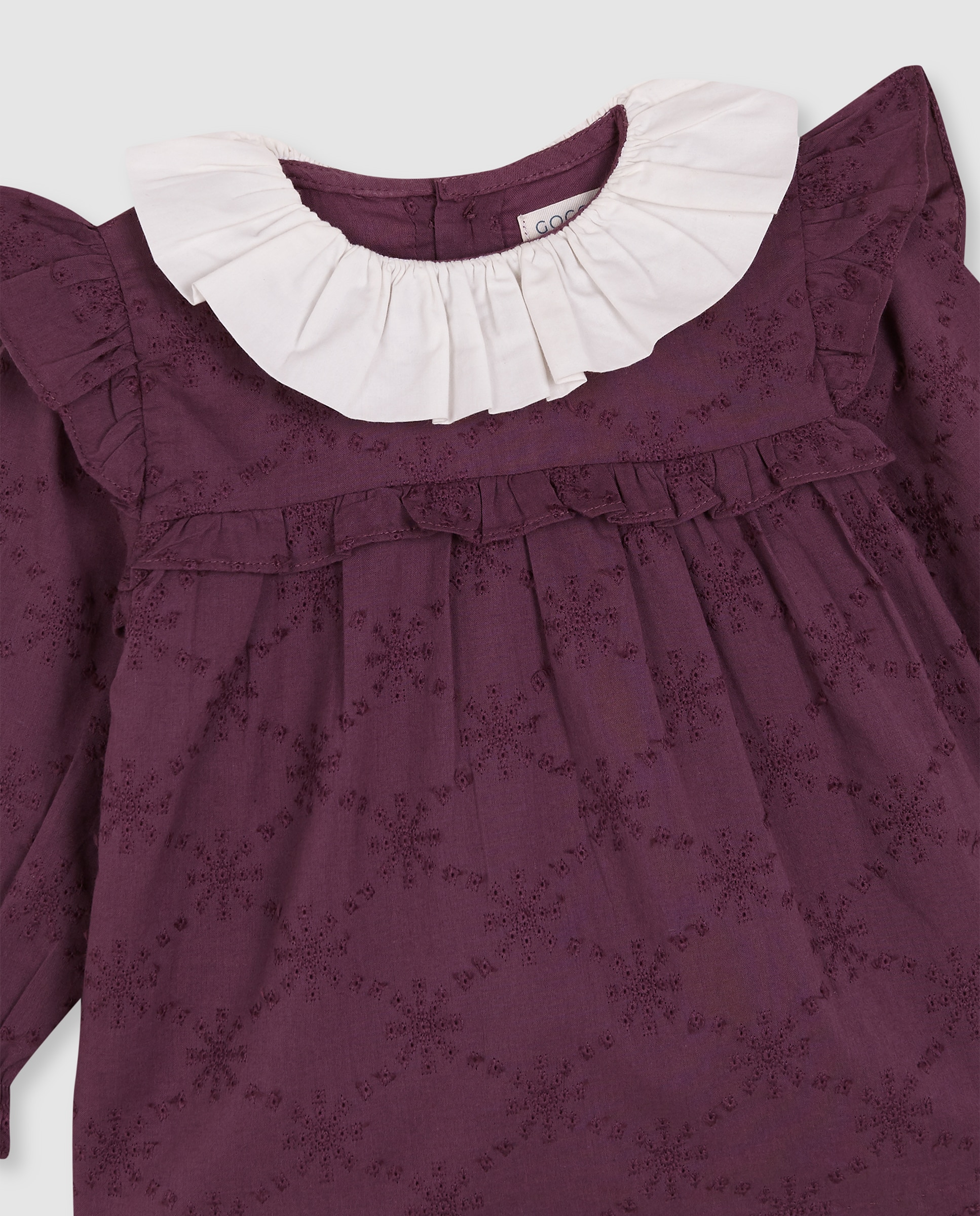 Vestido de bebé calado con cuello de volante - Gocco - Morado Morado-2