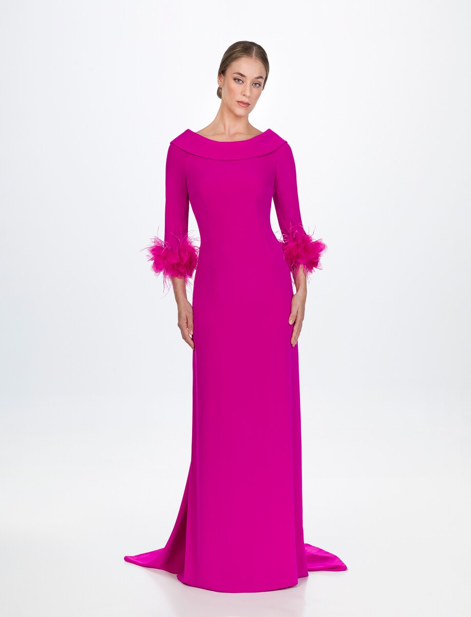 Vestido largo con escote Bardot línea sirena · Sonia Peña · El