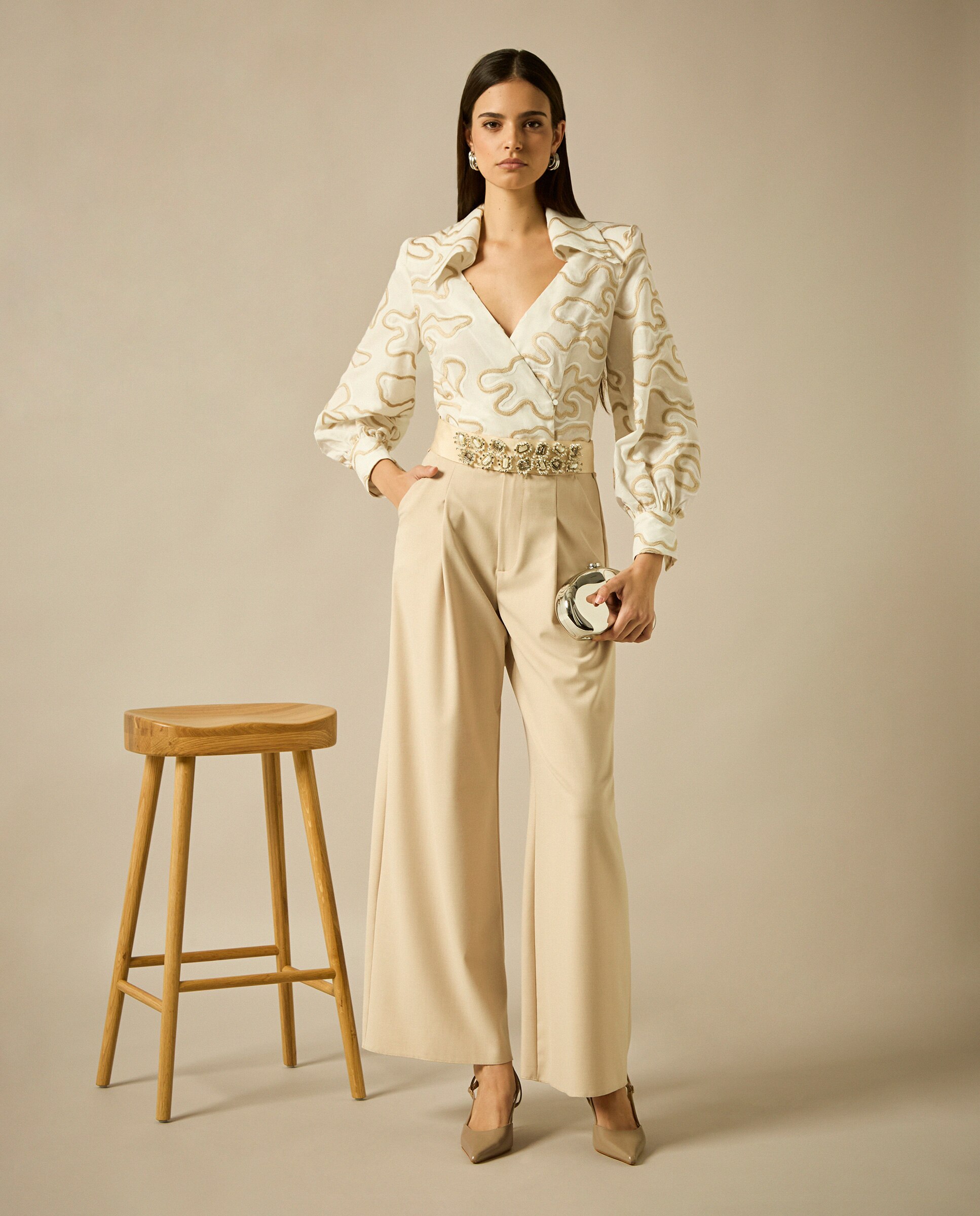 Blusa cruzada bordada - Sonia Peña - Crudo Crudo-1