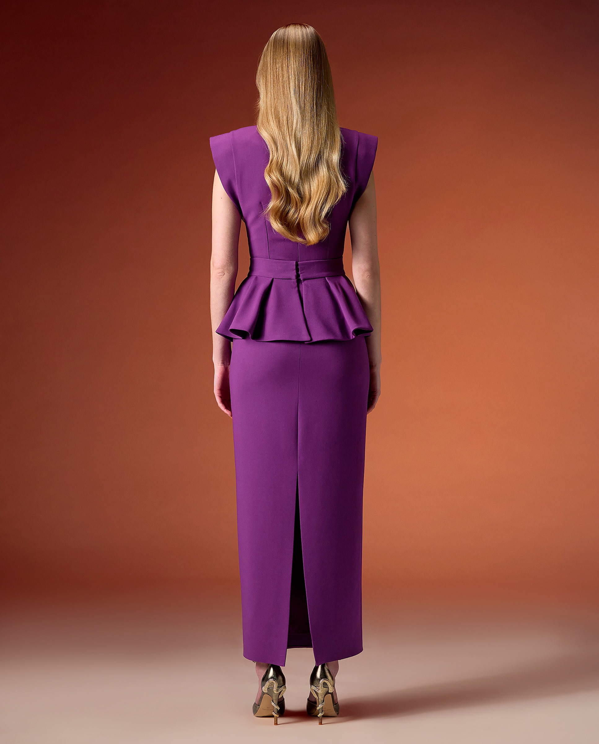 Vestido midi con magas sisa y con peplum desmontable. - Sonia Peña - Violeta Violeta-2