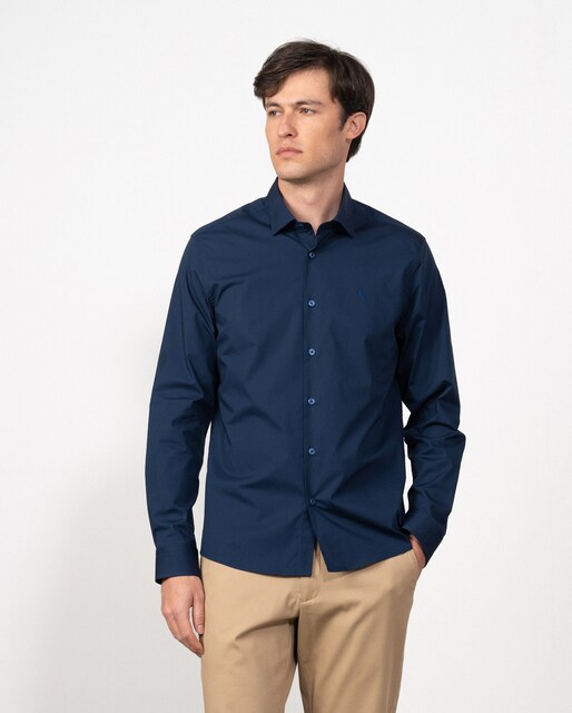 Imagen 0 de Camisa popelín de hombre extra-slim fit liso marino